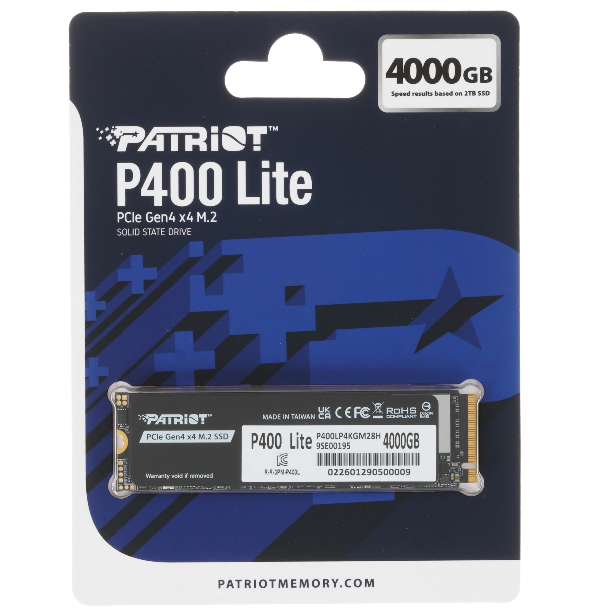 Накопитель SSD Patriot PCIe 4.0 x4 4TB P400LP4KGM28H P400 Lite M.2 2280