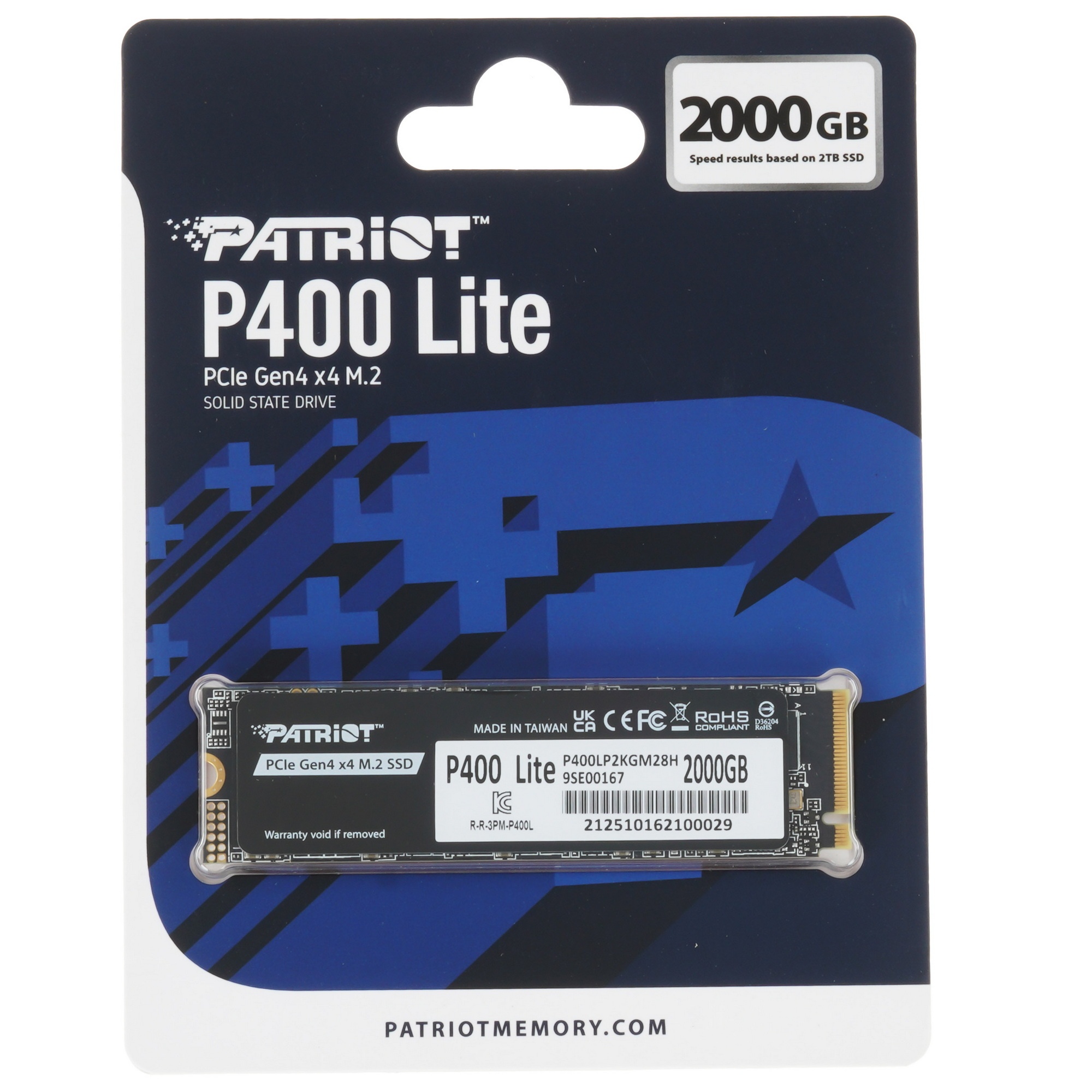 Накопитель SSD Patriot PCIe 4.0 x4 2TB P400LP2KGM28H P400 Lite M.2 2280
