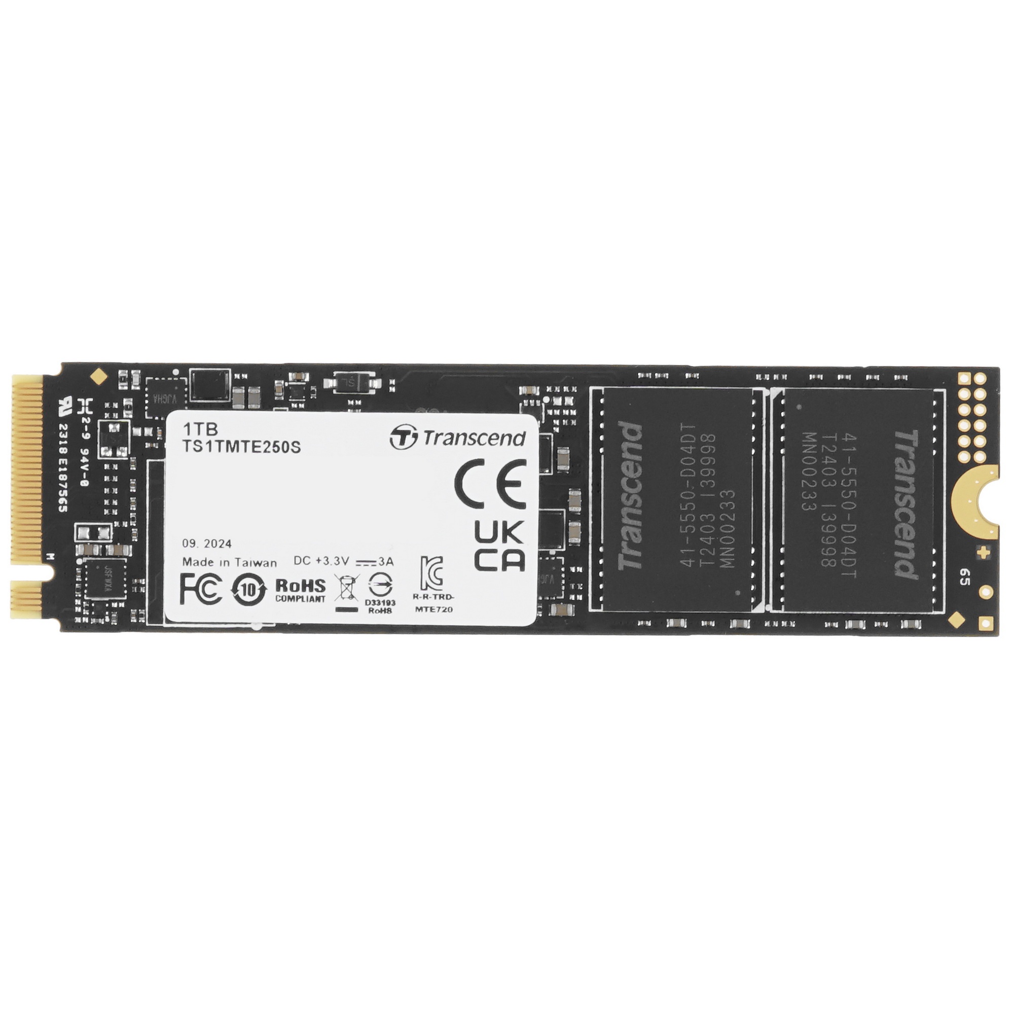 Накопитель SSD Transcend SSD MTE250S, 1000GB, M.2(22x80мм), NVMe 1.4, PCIe 4.0 x4, 3D NAND, R/W 7200