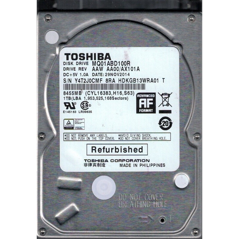 Жесткий диск Toshiba SATA 1TB 2.5" 6.0 Gbit/s 5400 rpm 8Mb OFFICIAL RECERTIFIED 1 year warranty (rep