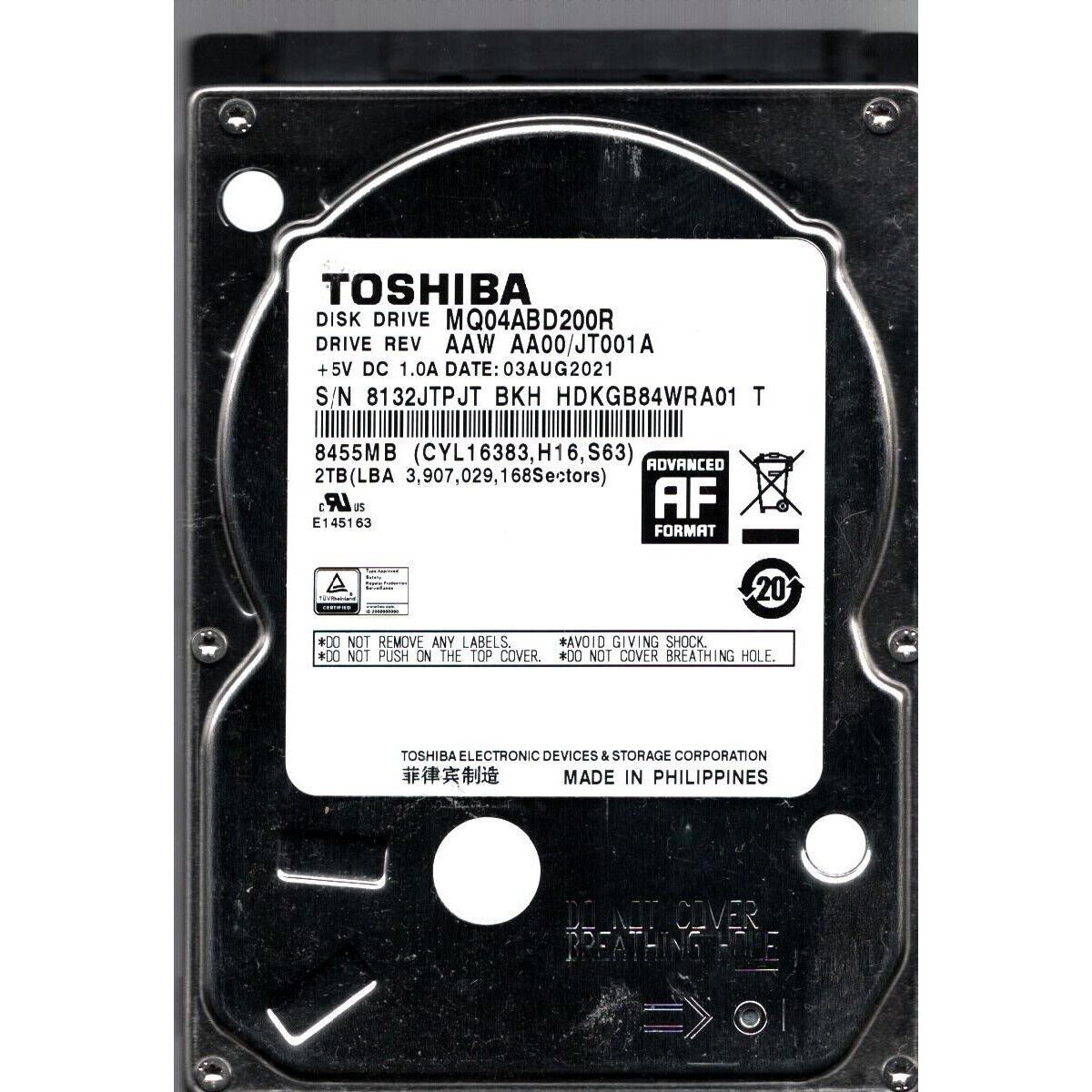 Жесткий диск Toshiba SATA 2TB 2.5" 6.0 Gbit/s 5400 rpm 128Mb  OFFICIAL RECERTIFIED 1 year warranty (