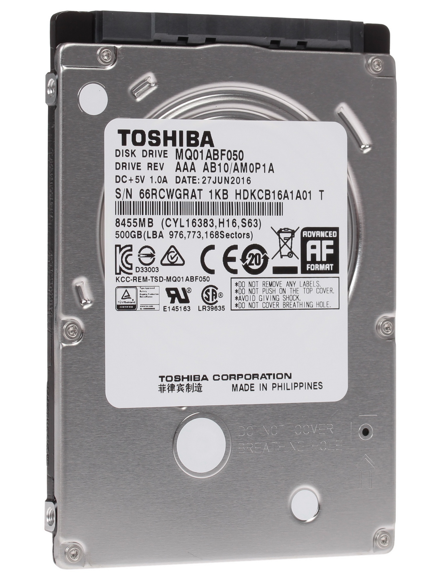 Жесткий диск Toshiba SATA-III 500Gb MQ01ABF050 (5400rpm) 8Mb 2.5"