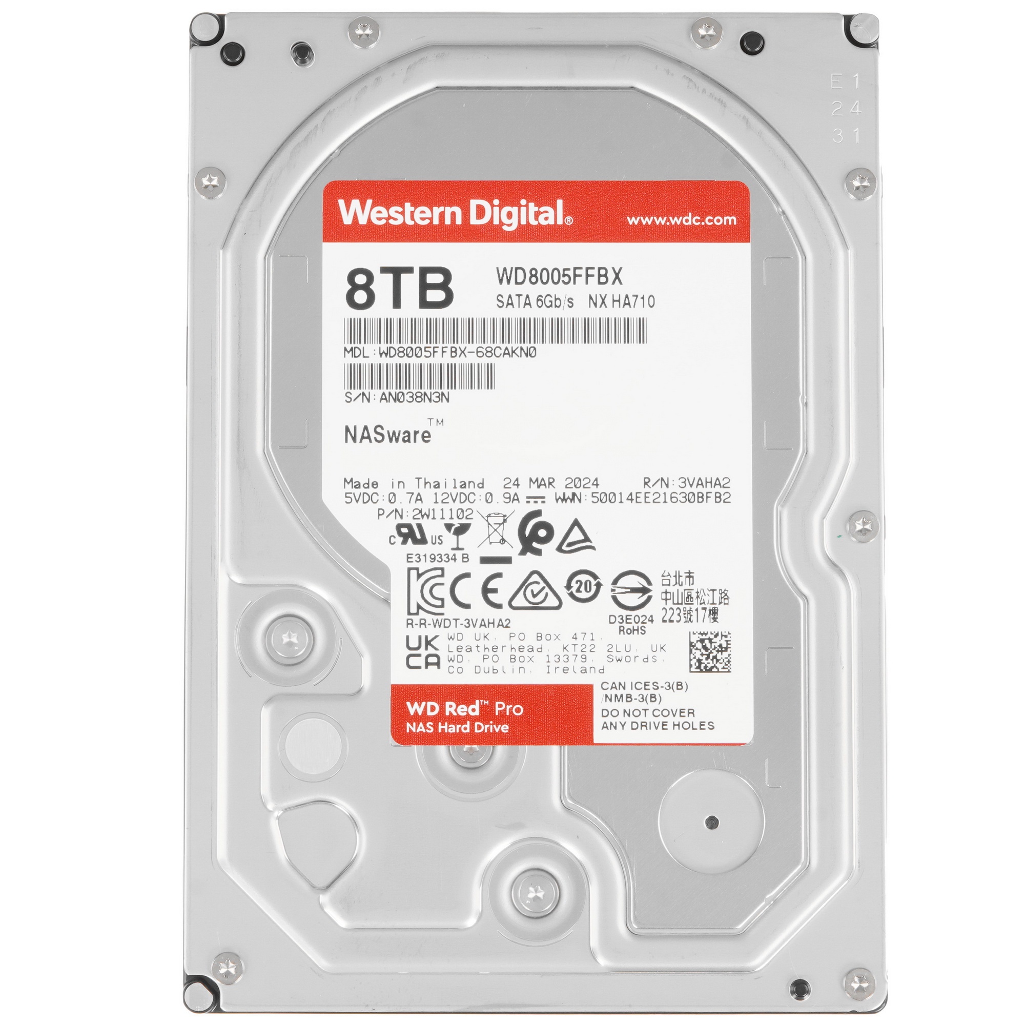 Жесткий диск WD SATA-III 8TB WD8005FFBX NAS Red Pro (7200rpm) 256Mb 3.5"