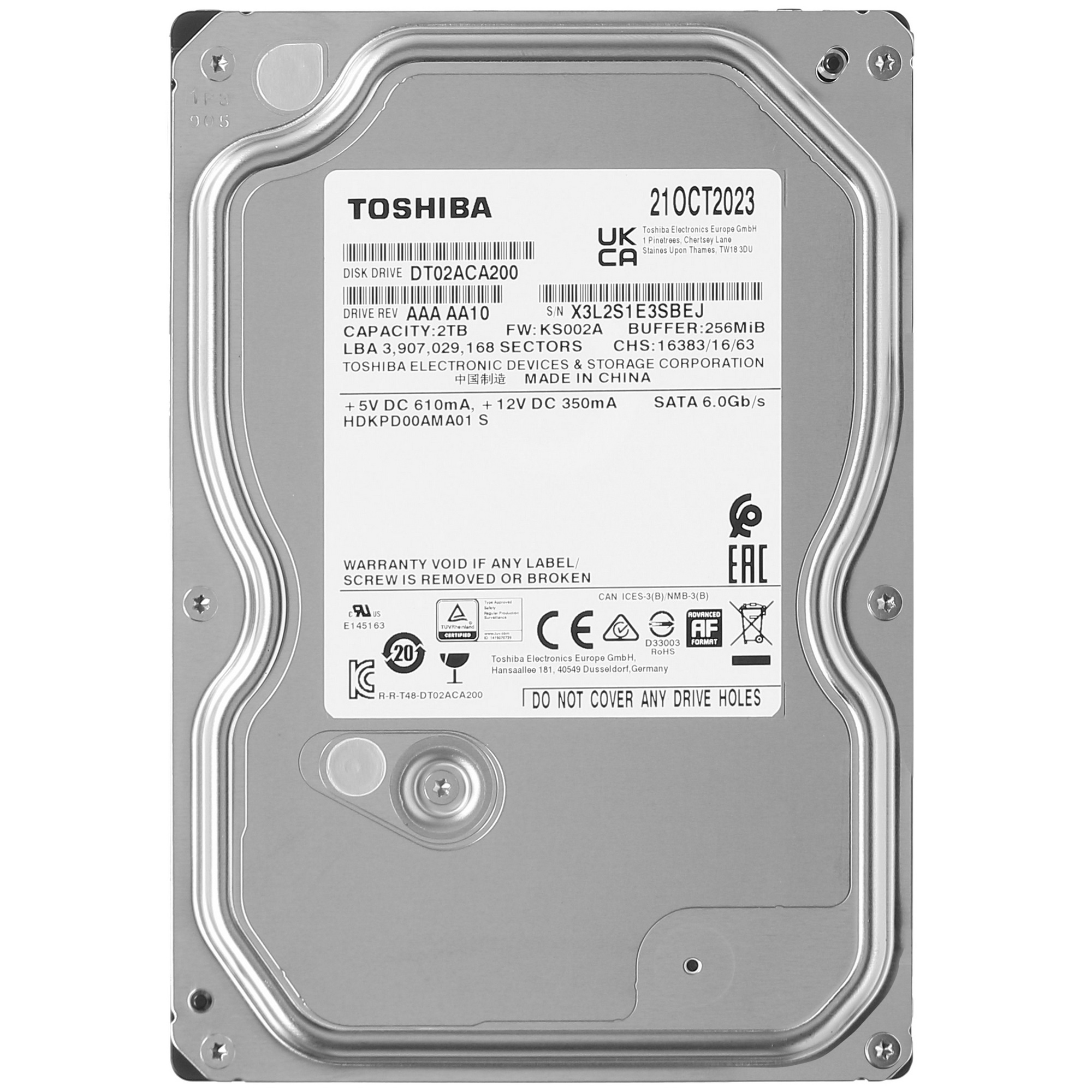Жесткий диск Toshiba 2TB DT02ACA200 {SATA 6.0Gb/s, 7200 rpm, 256Mb buffer, 3.5"}