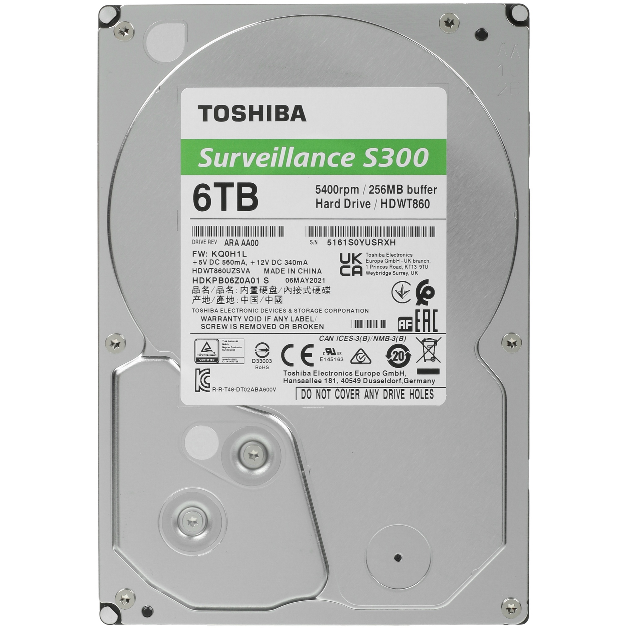 Жесткий диск Toshiba 6Tb SATA-III Surveillance S300 (5400rpm) 256Mb 3.5"