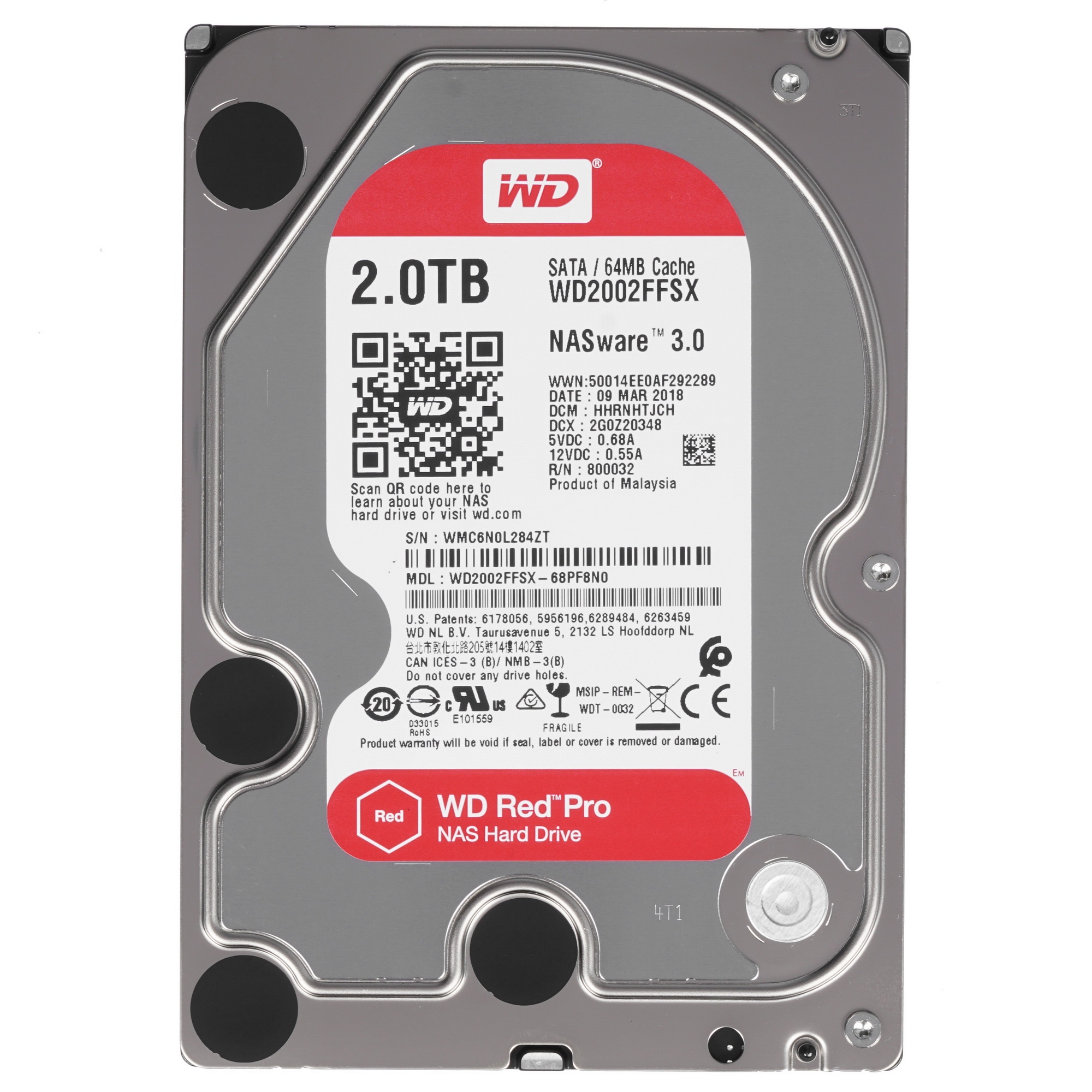 Жесткий диск WD Original SATA-III 2Tb WD2002FFSX NAS Red Pro (7200rpm) 64Mb 3.5"