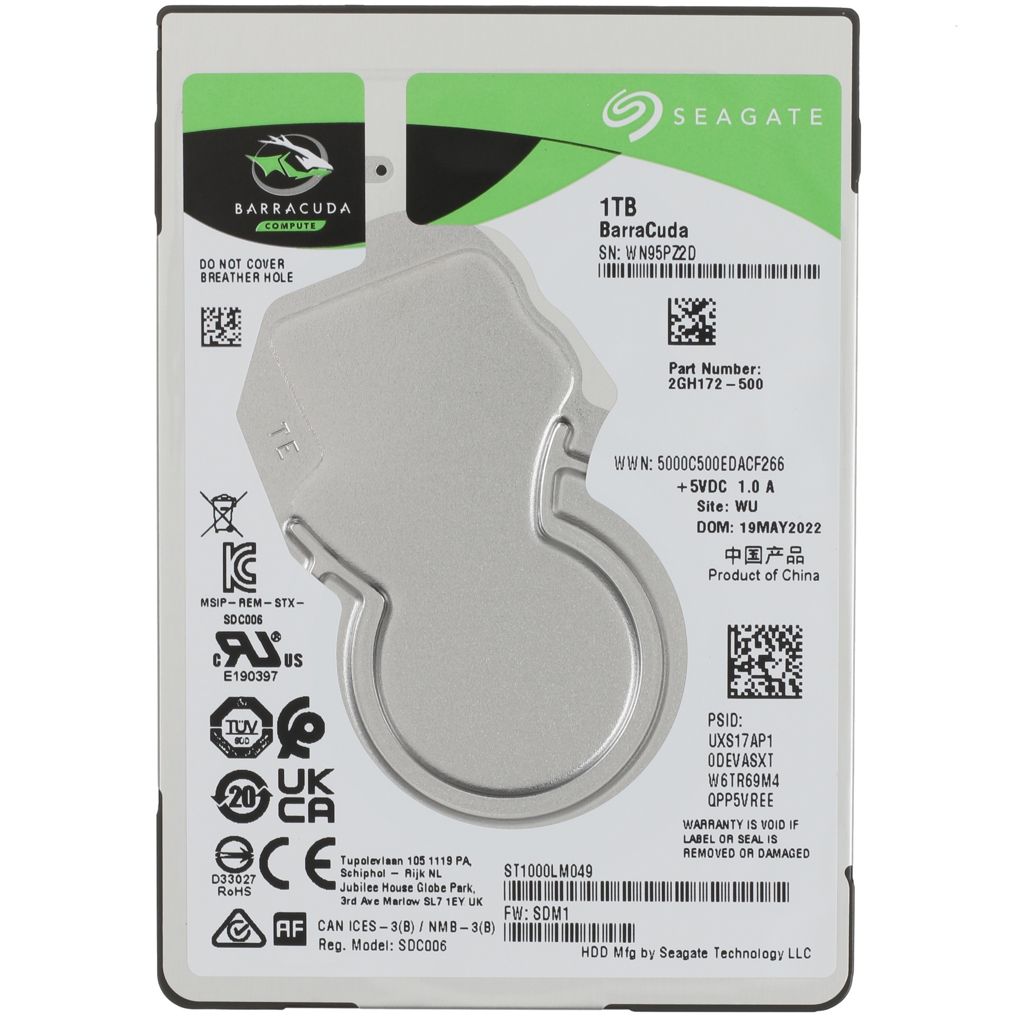 Жесткий диск Seagate HDD Mobile Barracuda25 Guardian (2.5'/ 1TB/ SATA 6Gb/s/ rmp 7200)