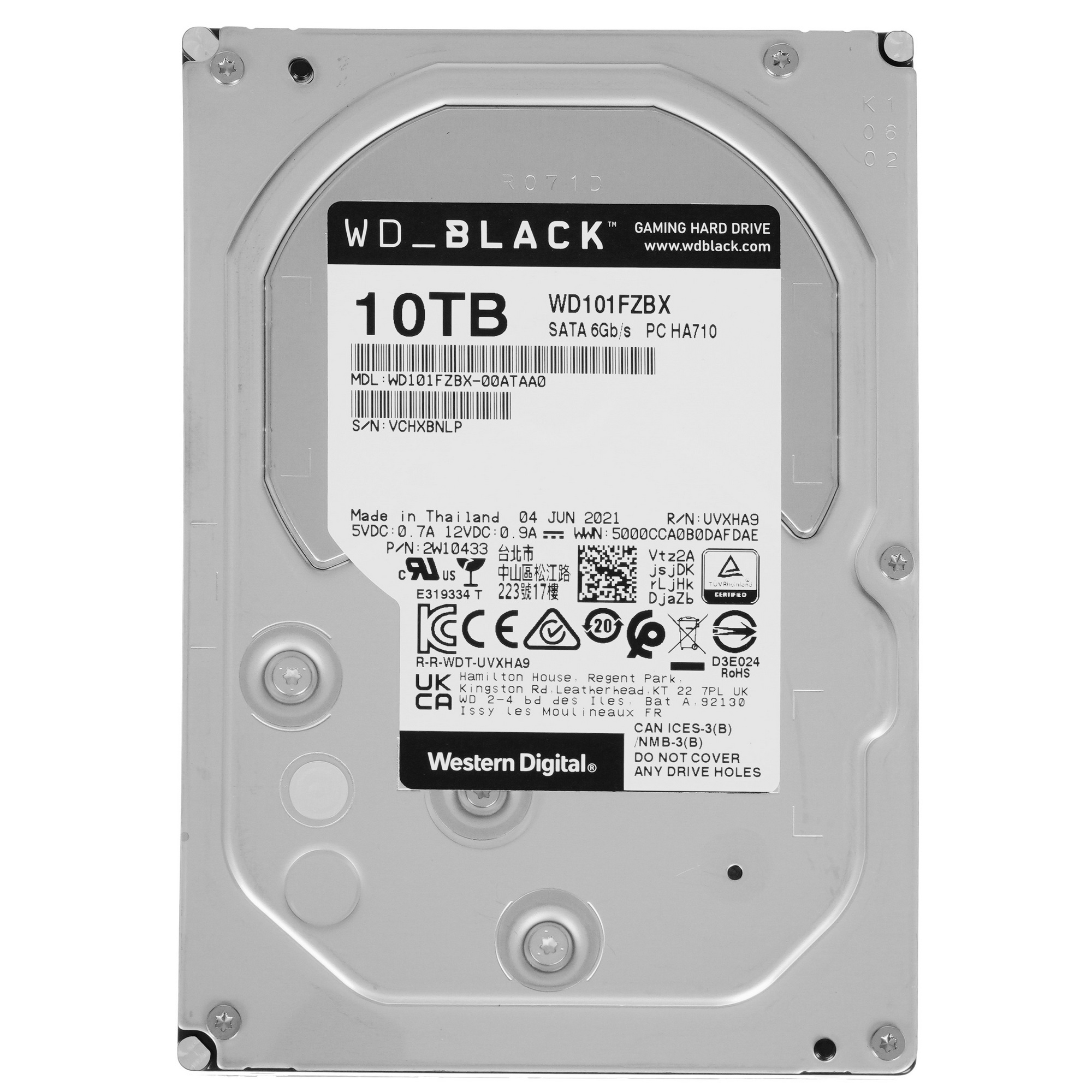 Жесткий диск Western Digital SATA 10TB 7200RPM 6GB/S 256MB BLACK WD101FZBX