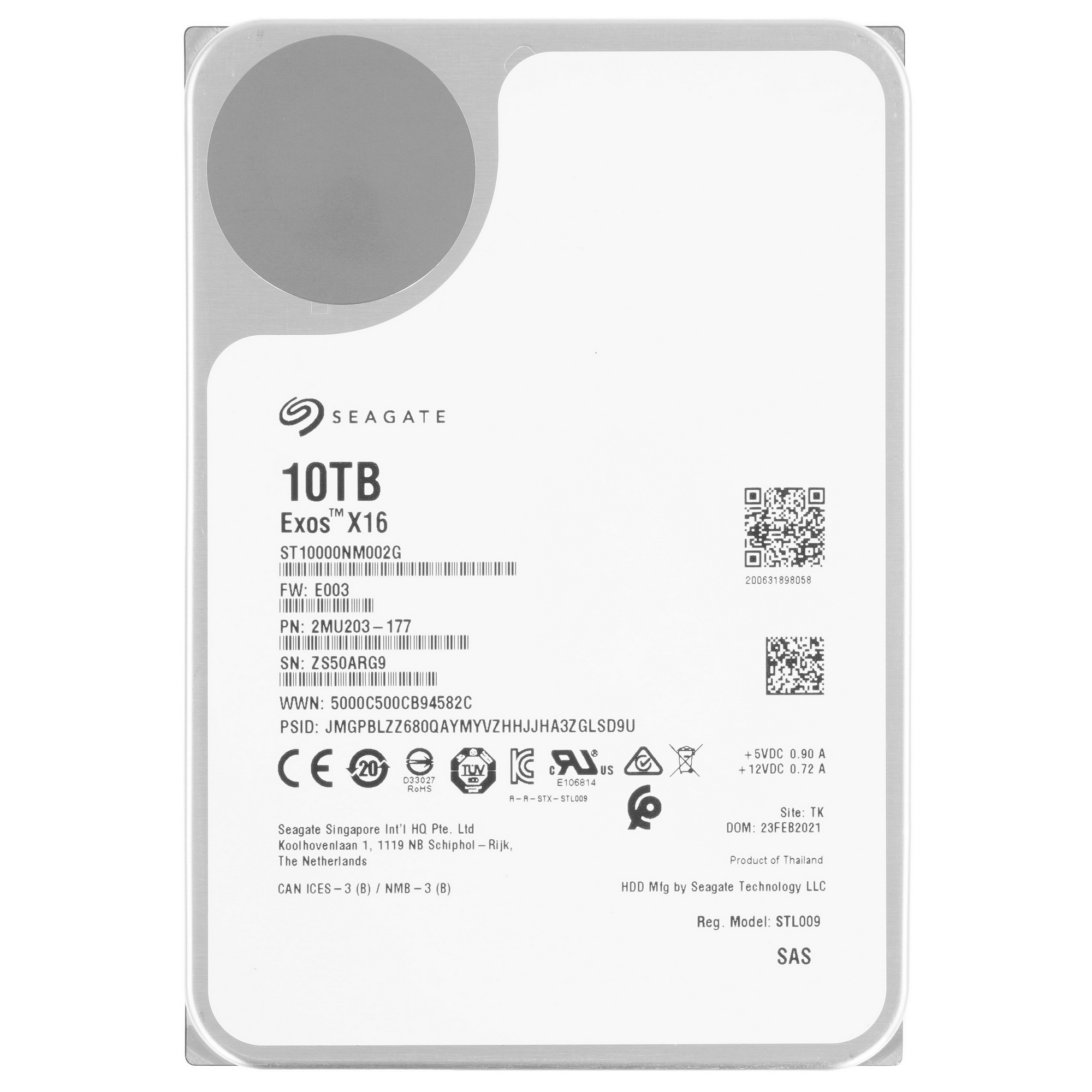 Жесткий диск Seagate HDD 10Tb Seagate Enterprise Exos X16 512E ST10000NM001G  3.5" SATA 6Gb/s 256Mb