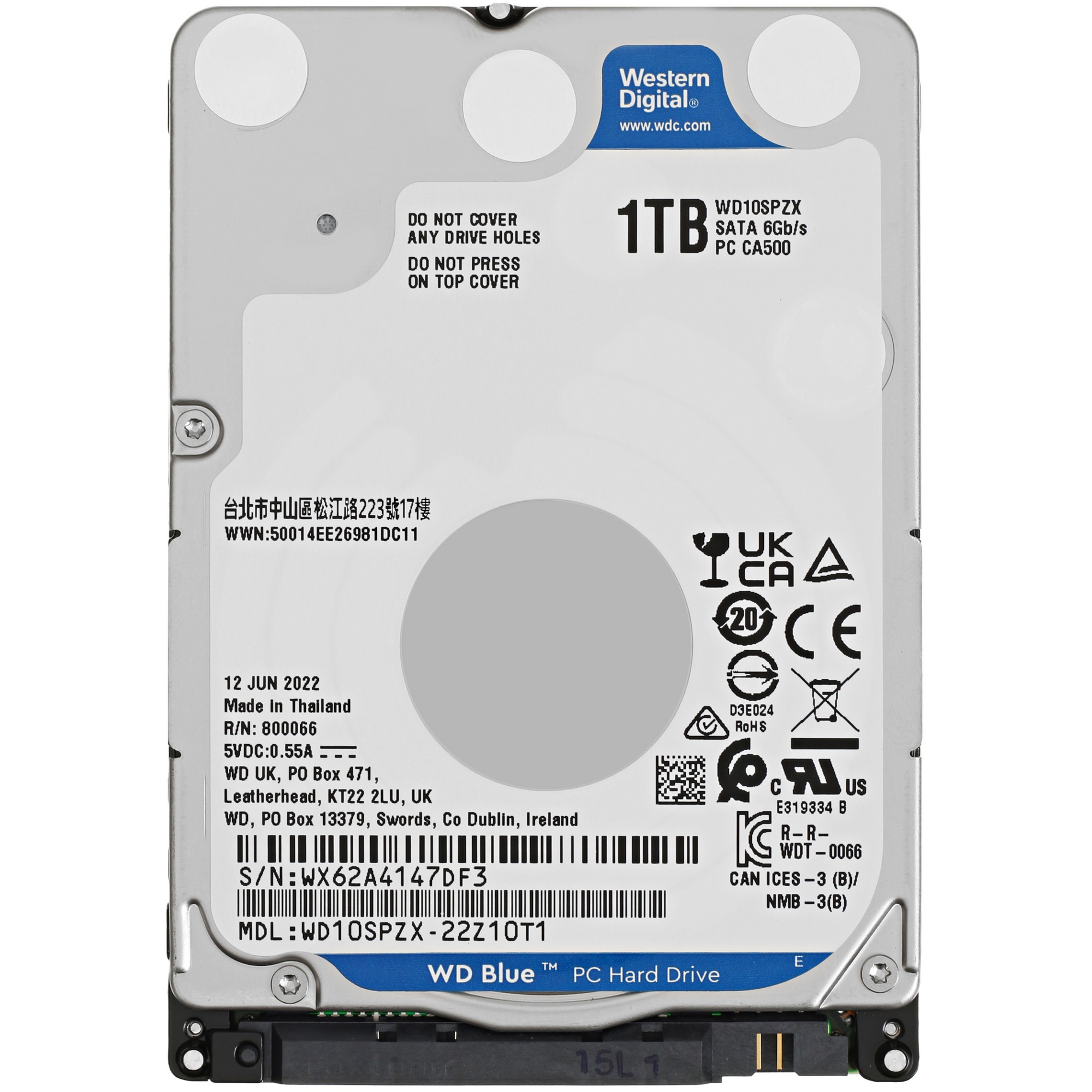 Жесткий диск Western Digital Blue™ WD10SPZX 1ТБ 2,5" 5400RPM 128MB (SATA III) Mobile