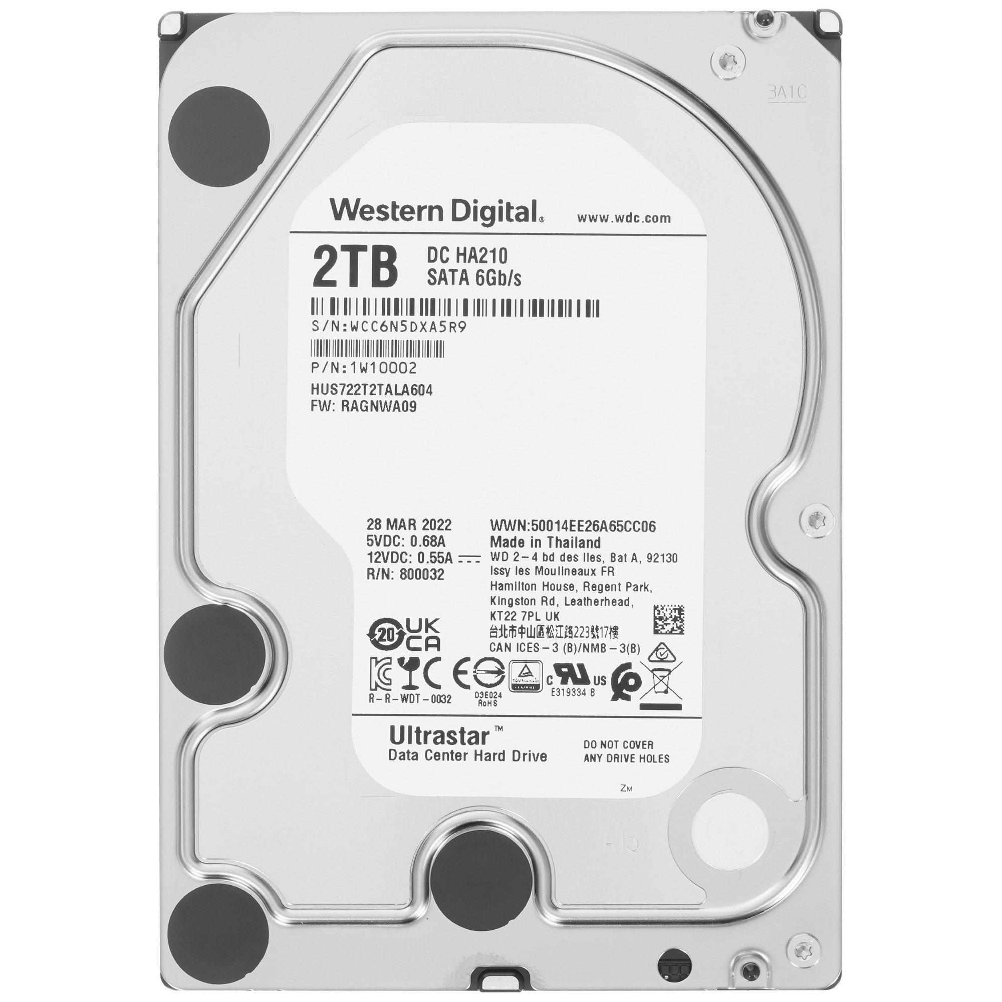 Жесткий диск Western Digital HGST SATA-III 2Tb 1W10002 HUS722T2TALA604 Ultrastar 7K2 512N (7200rpm)