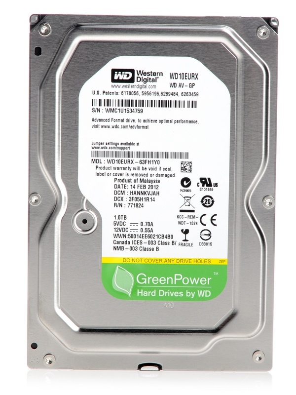 Жесткий диск WD Original SATA-III 1Tb WD10EURX AV-GP (5400rpm) 64Mb 3.5"