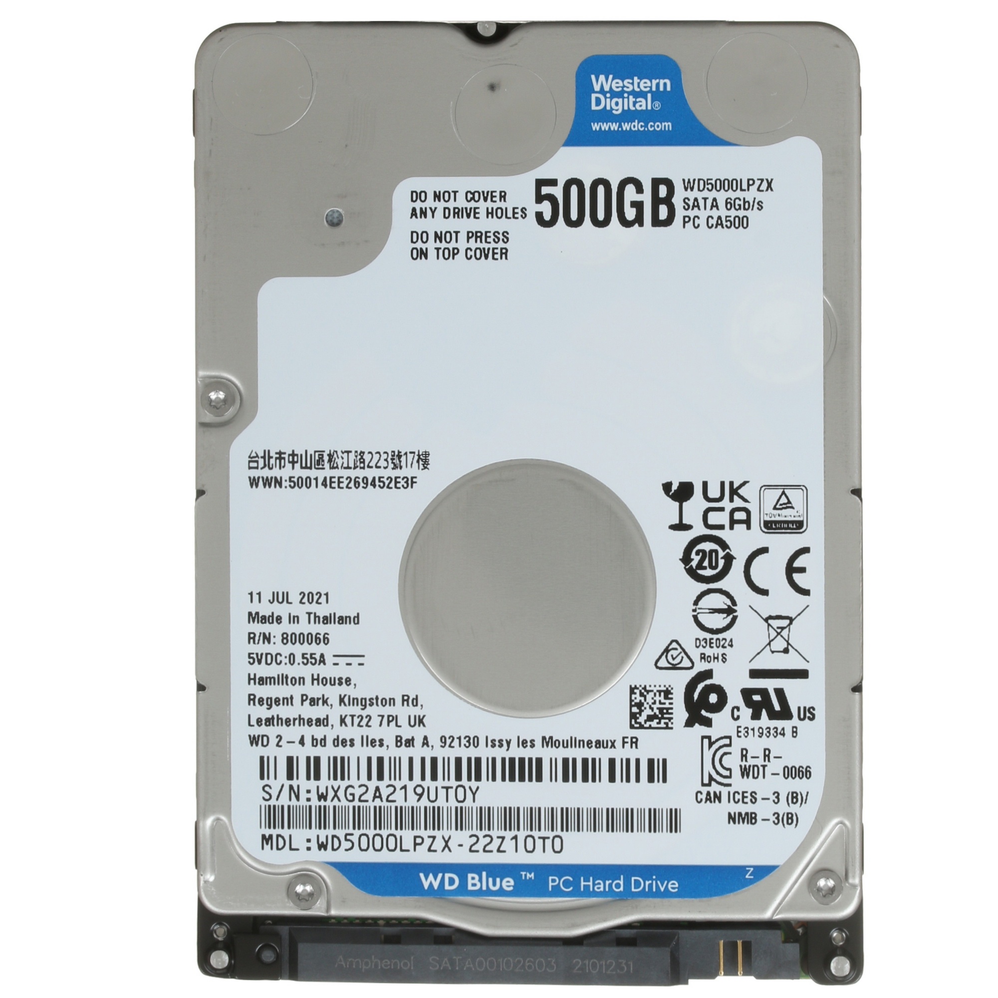 Жесткий диск Western Digital Blue™ WD5000LPZX 500ГБ 2,5" 5400RPM 128MB (SATA III) Mobile