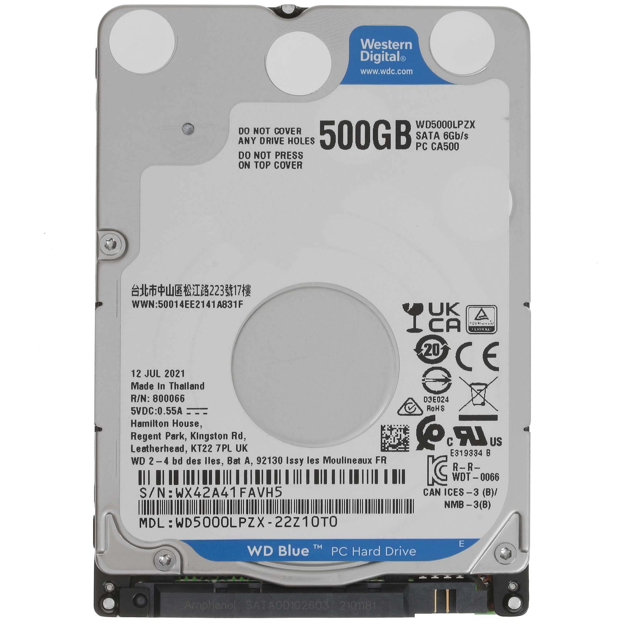 Жесткий диск Western Digital Blue™ WD5000LPZX 500ГБ 2,5" 5400RPM 128MB (SATA III) Mobile
