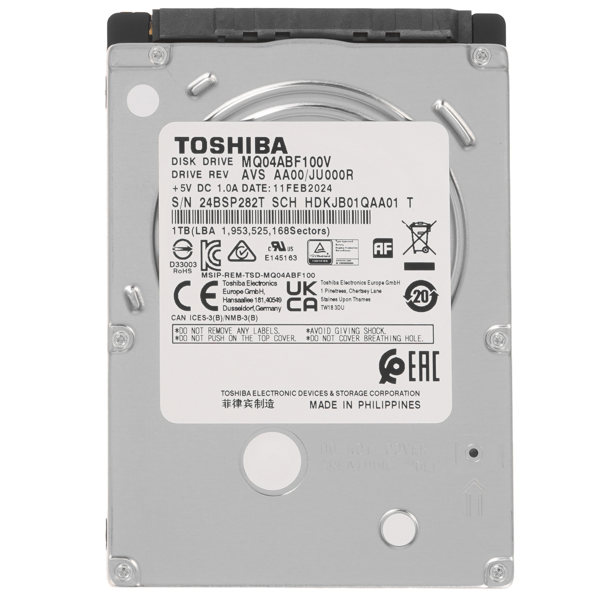 Жесткий диск Toshiba  HDD VIDEO SATA3 1Tb 2.5" (SMR) 5400 128Mb 1 year warranty