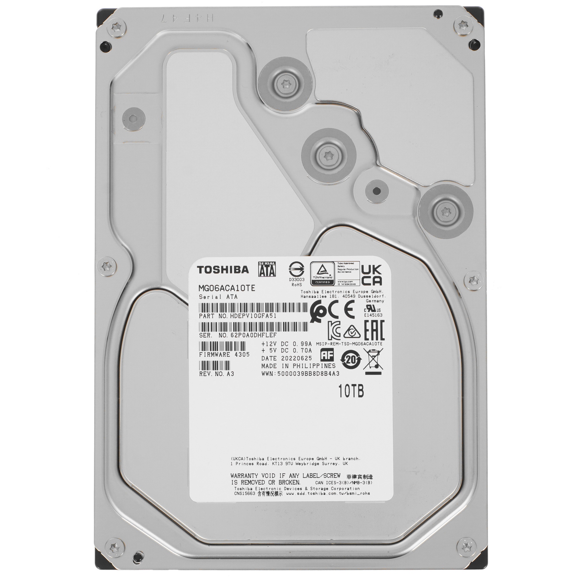 Жесткий диск HDD Toshiba 10Tb 7200rpm SATA 6 Gb/s 256MB 3.5''