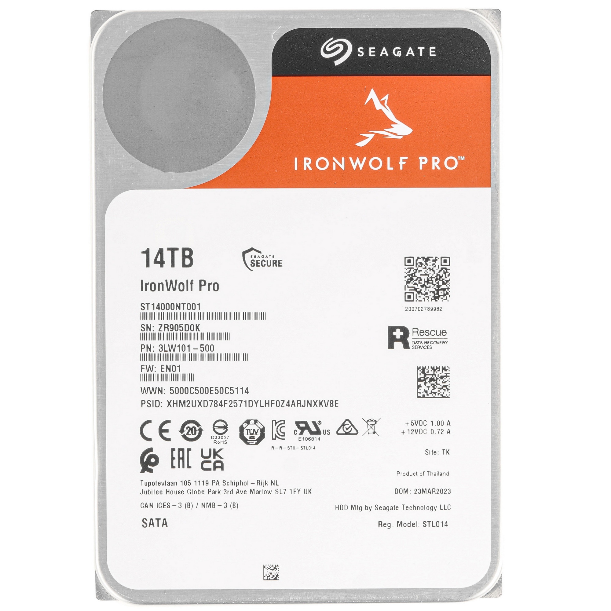 Жесткий диск Seagate SATA-III 14TB ST14000NT001 NAS Ironwolf Pro 512E (7200rpm) 256Mb 3.5"