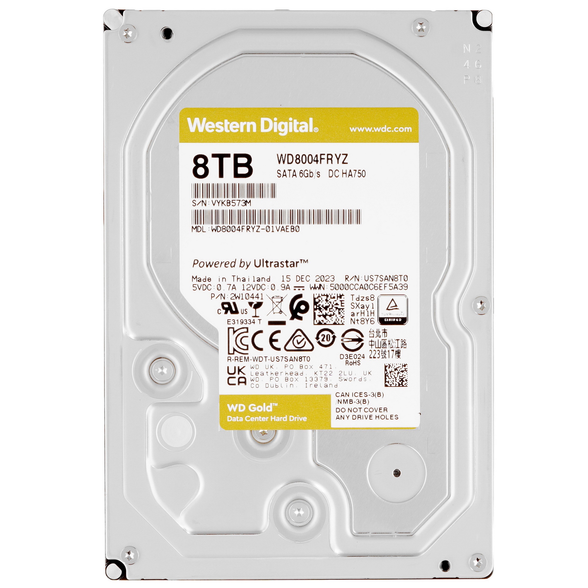 Жесткий диск Western Digital GOLD SATA-III 8Tb 3,5" 7200RPM 256MB WD8004FRYZ