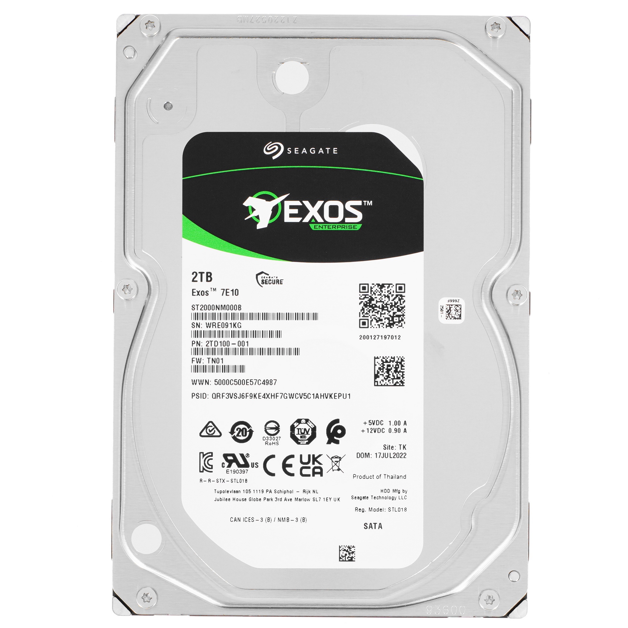 Жесткий диск SATA 2TB 7200RPM 256MB ST2000NM000B SEAGATE