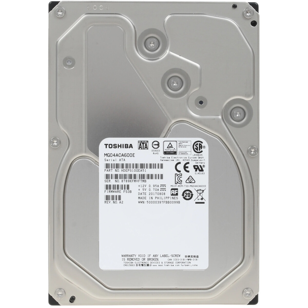 Жесткий диск HDD Toshiba SATA3 6Tb 3.5"" Server 7200 rpm 128Mb