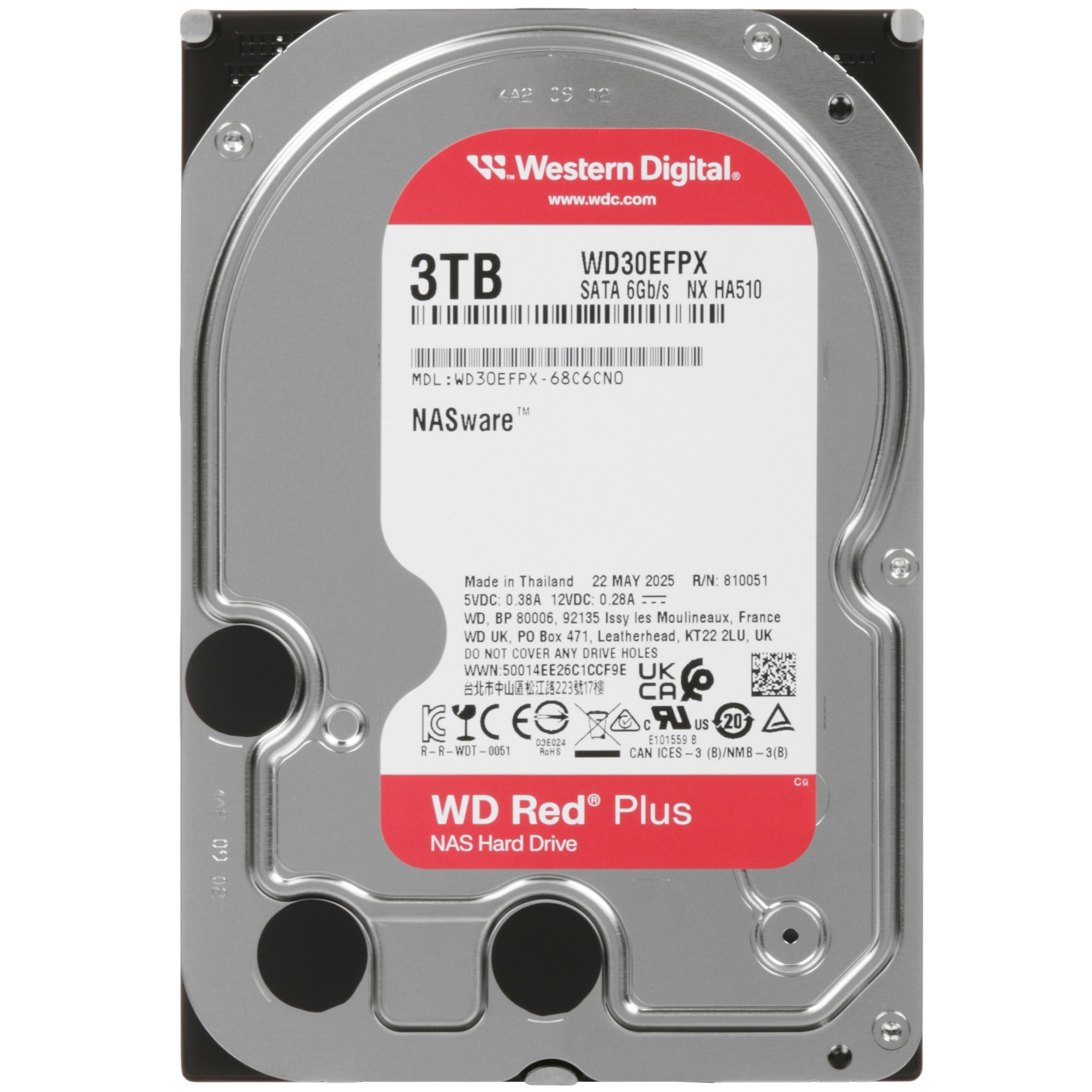 Жесткий диск HDD Western Digital NAS Red Plus 3TB 5400rpm SATA-III 256Mb 3.5"