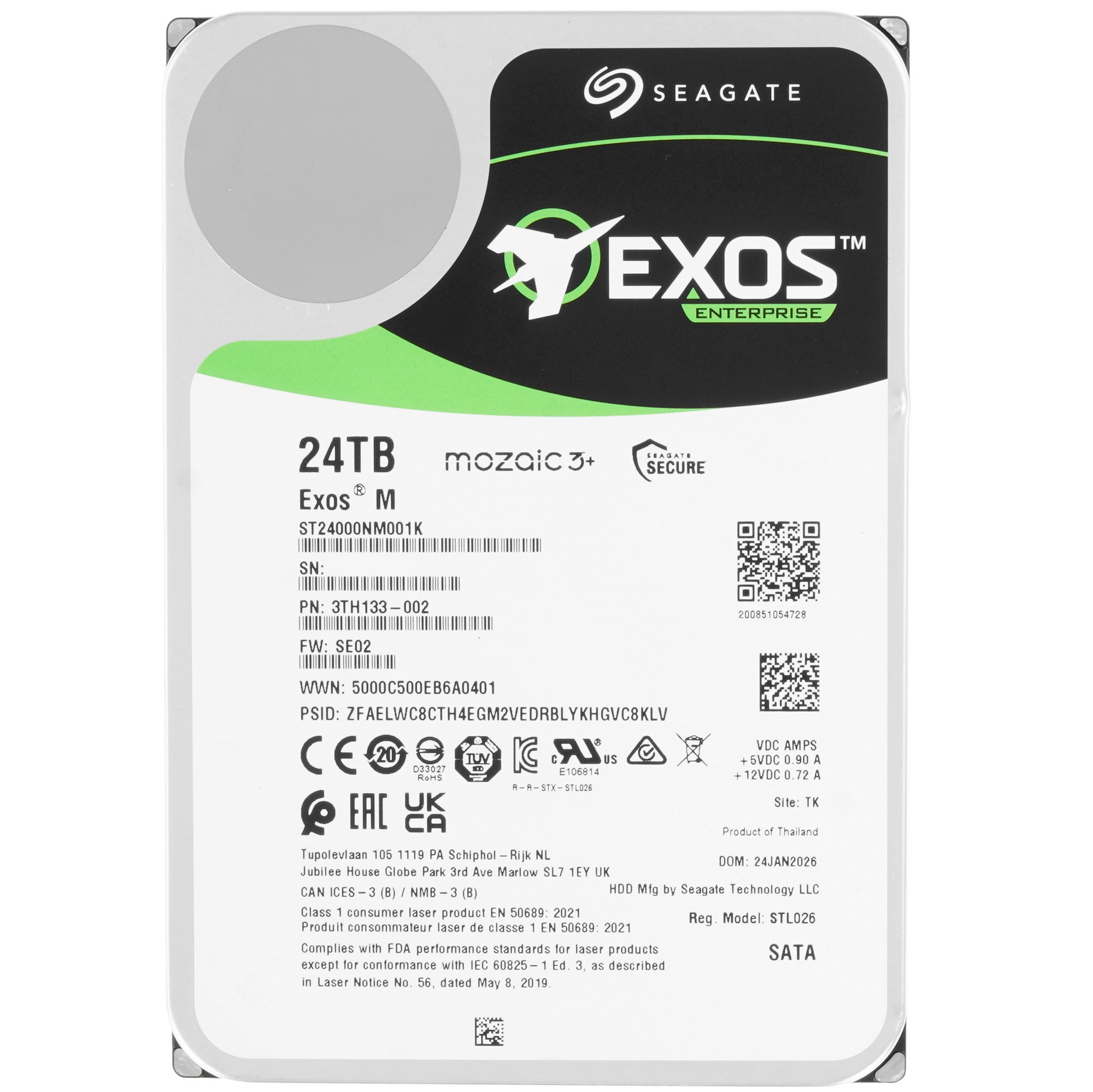 Жесткий диск Seagate SATA-III 24TB ST24000NM001K Server Exos X24 4KN (7200rpm) 512Mb 3.5"