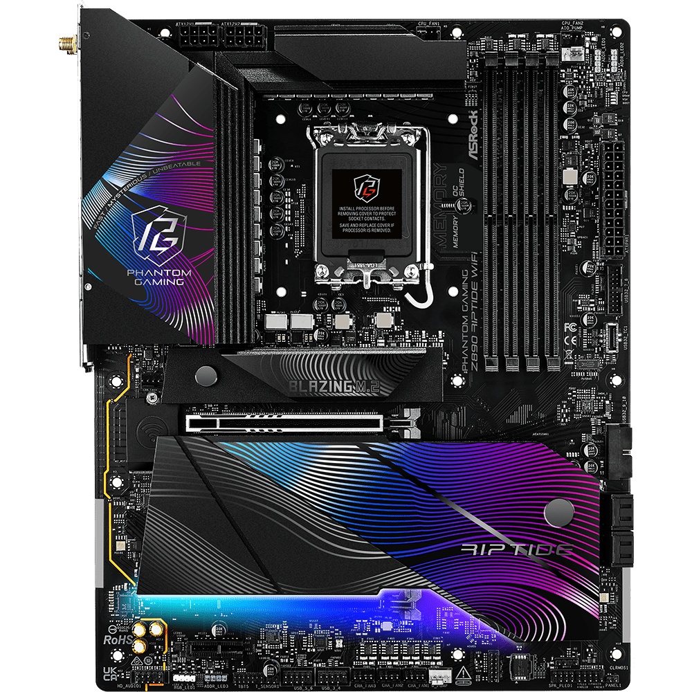 Материнская плата ASRock Z890 Riptide WiFi, LGA 1851, Intel Z890, 4xDDR5, 4xSATA, 5xM.2, 1xPCIe 5.0