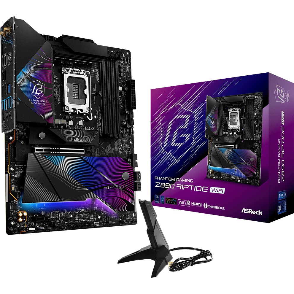 Материнская плата ASRock Z890 Riptide WiFi, LGA 1851, Intel Z890, 4xDDR5, 4xSATA, 5xM.2, 1xPCIe 5.0