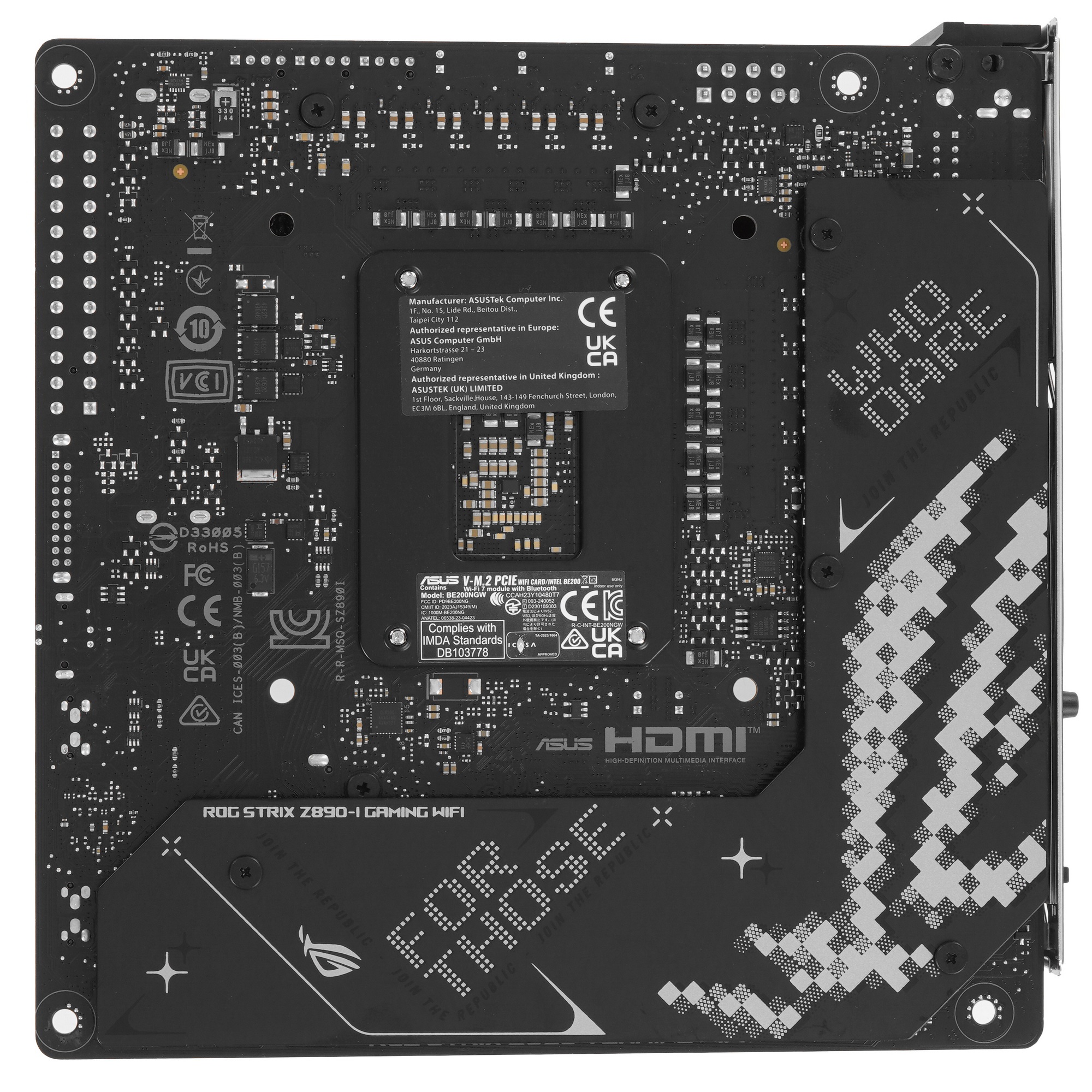 Материнская плата ASUS ROG STRIX Z890-I GAMING WIFI, LGA 1851, Intel Z890, 2xDDR5, 2xSATA, 2xM.2, 1x
