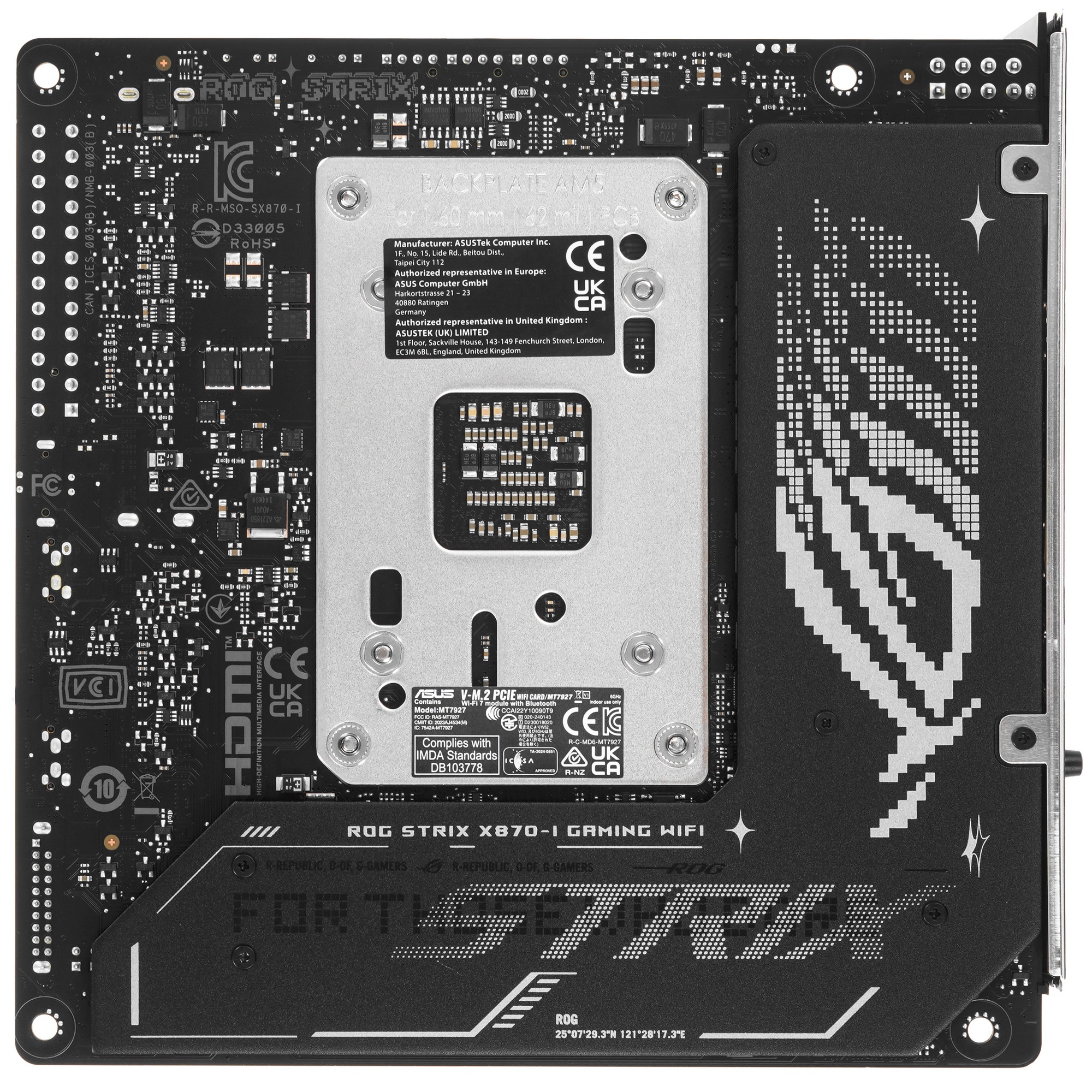 Материнская плата ASUS ROG STRIX X870-I GAMING WIFI, AM5, AMD X870, 2xDDR5, 2xSATA, 2xM.2, 1xPCI-E 5