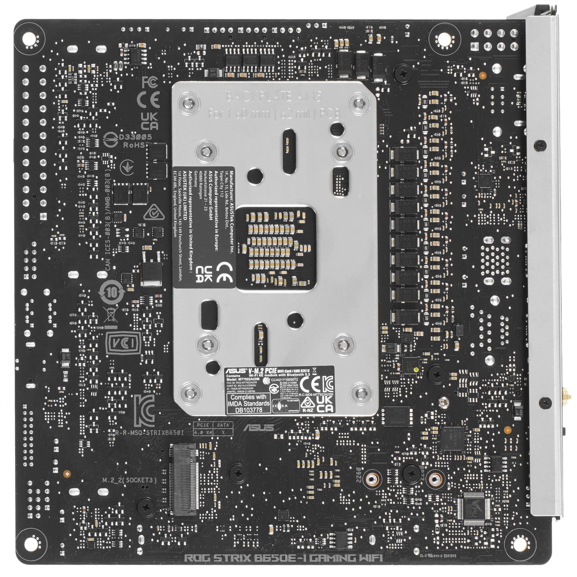 Материнская плата ASUS ROG STRIX B650E-I GAMING WIFI, AM5, AMD B650, 2xDDR5, 2xSATA, 2xM.2, 1xPCIe 5