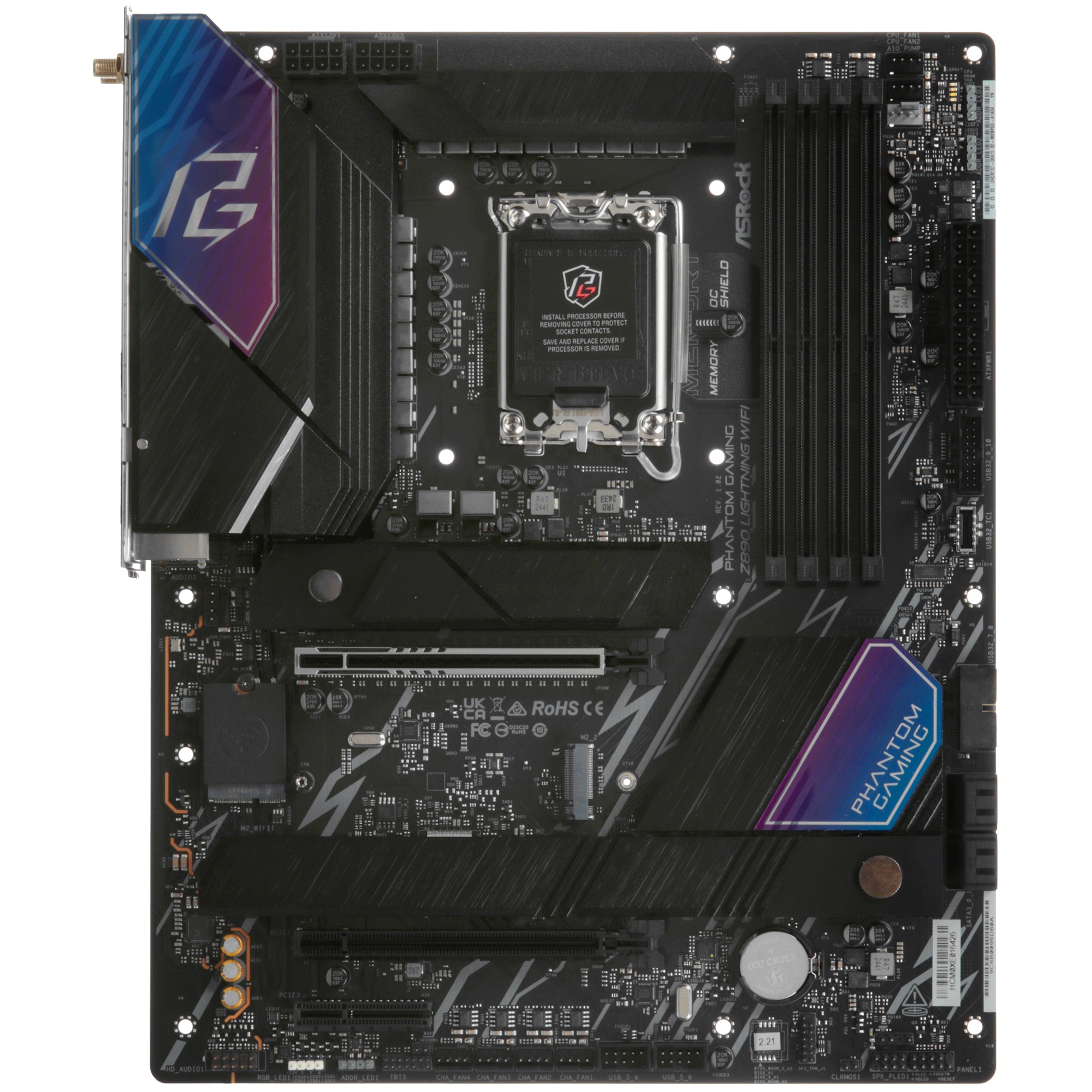 Материнская плата ASRock Phantom Gaming Z890 LIGHTNING WIFI, LGA 1851, Intel Z890, 4xDDR5, 4xSATA, 4