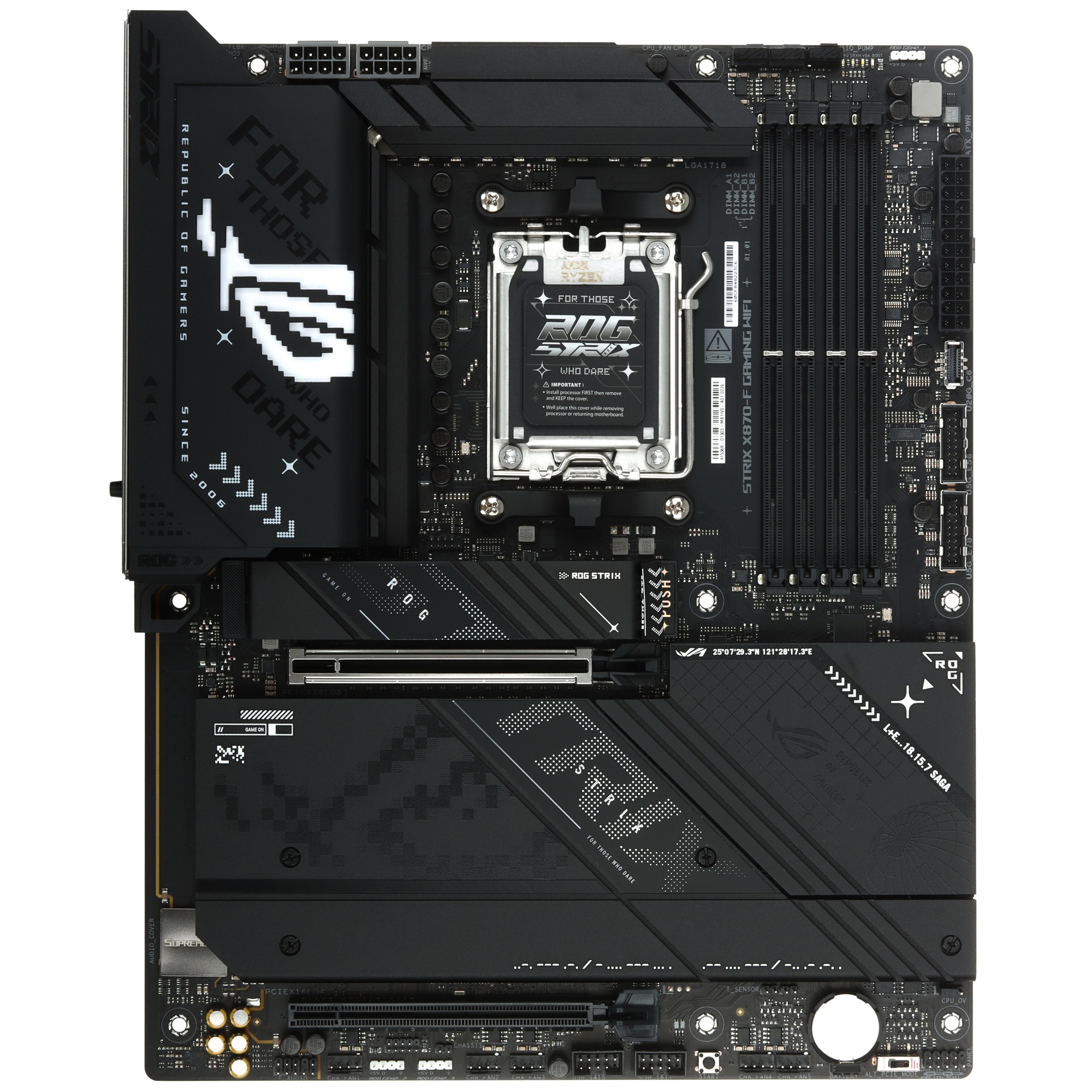 Материнская плата ASUS ROG STRIX X870-F GAMING WIFI, AM5, AMD X870, 4xDDR5, 2xSATA, 4xM.2, 1xPCI-E 5