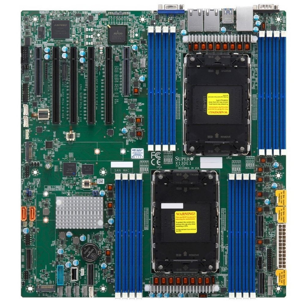 Материнская плата Supermicro MBD-X13DEI-T-B, 2xLGA4677, Intel C741, 16xDDR5, 8xSATA, 2xM.2, 4xPCIe 5