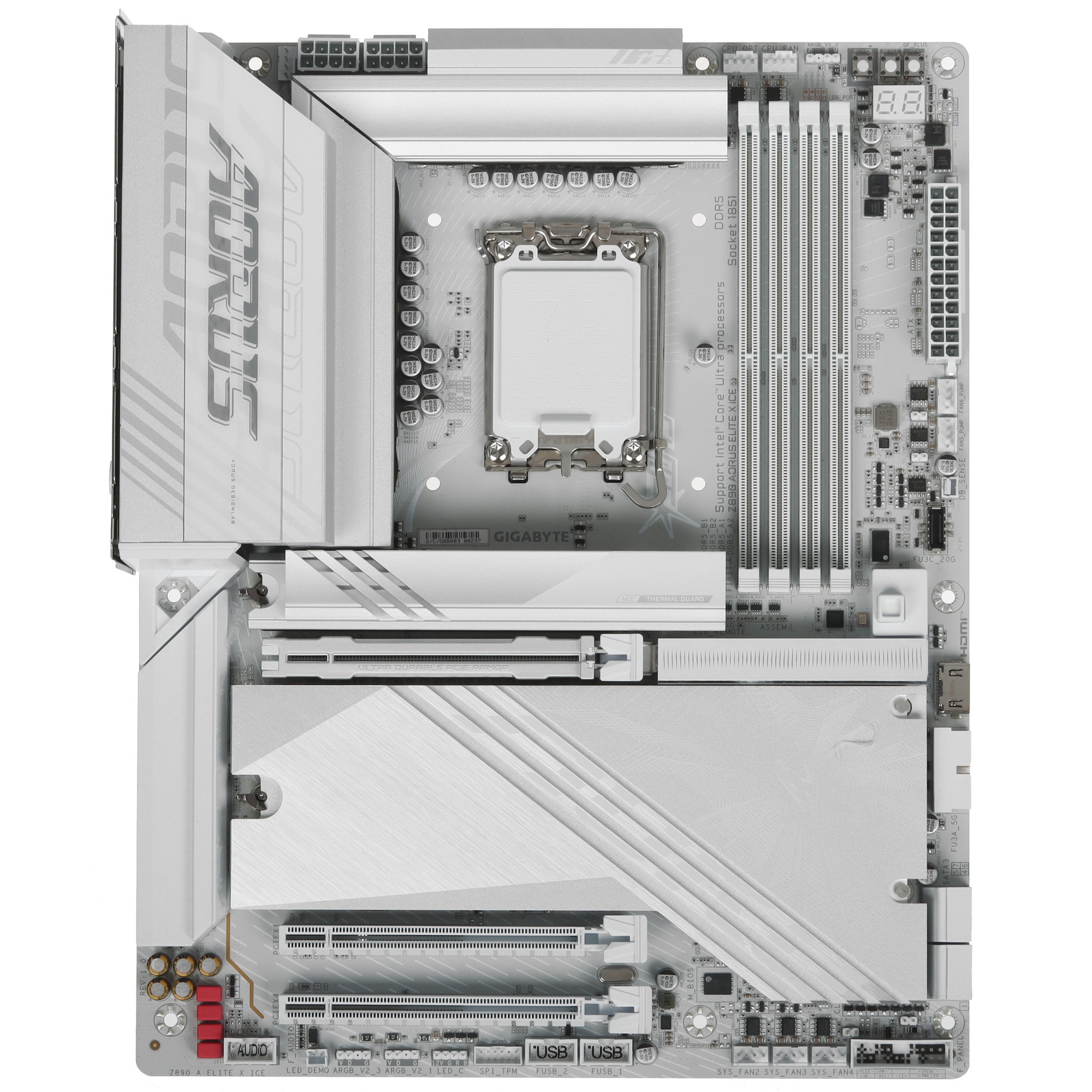 Материнская плата Gigabyte Z890 AORUS ELITE X ICE, LGA 1851, Intel Z890, 4xDDR5, 4xSATA, 5xM.2, 1xPC