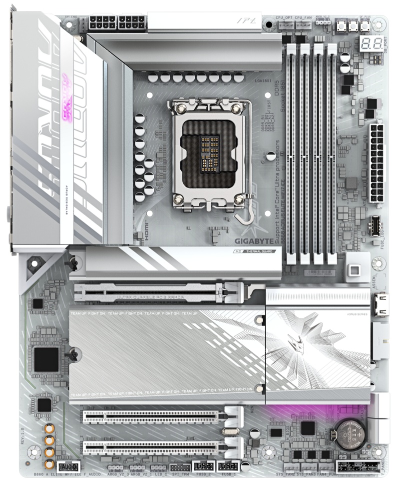 Материнская плата Gigabyte B860 AORUS ELITE WIFI7 ICE, LGA 1851, Intel B860, 4xDDR5, 4xSATA, 3xM.2,