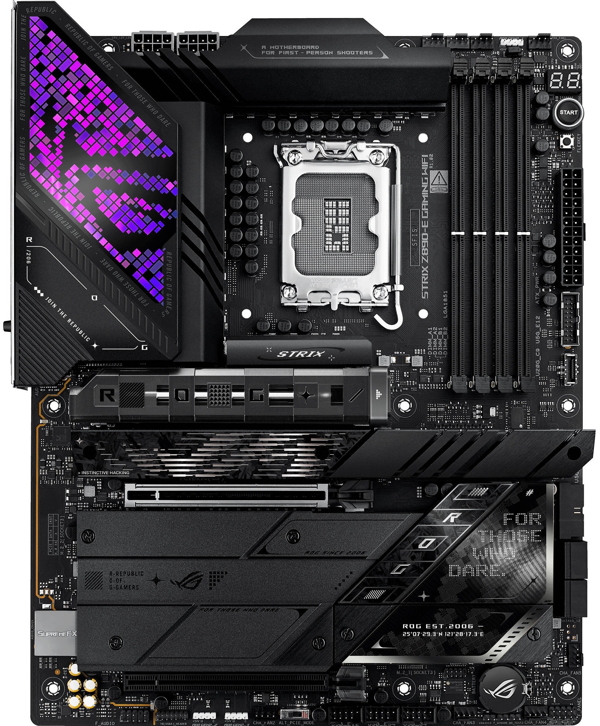 Материнская плата ASUS ROG STRIX Z890-E GAMING WIFI, LGA 1851, Intel Z890, 4xDDR5, 4xSATA, 7xM.2, 1x