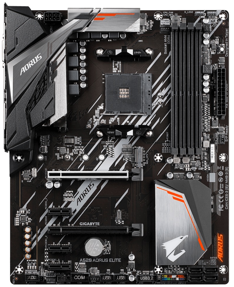 Материнская плата Gigabyte A520 AORUS ELITE, AM4, AMD A520, 4xDDR4, 4xSATA, 1xM.2, 1xPCI-E 3.0 x16,