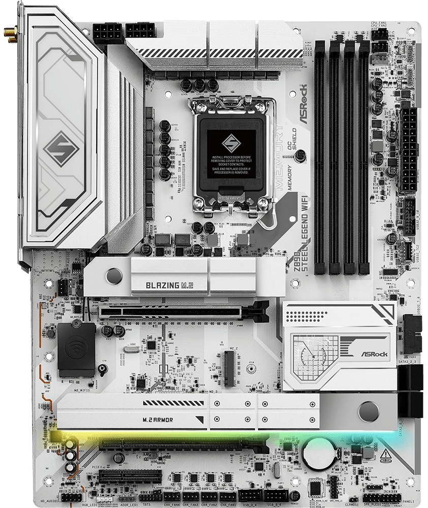 Материнская плата ASRock Z890 Steel Legend WiFi, LGA 1851, Intel Z890, 4xDDR5, 4xSATA, 4xM.2, 1xPCIe