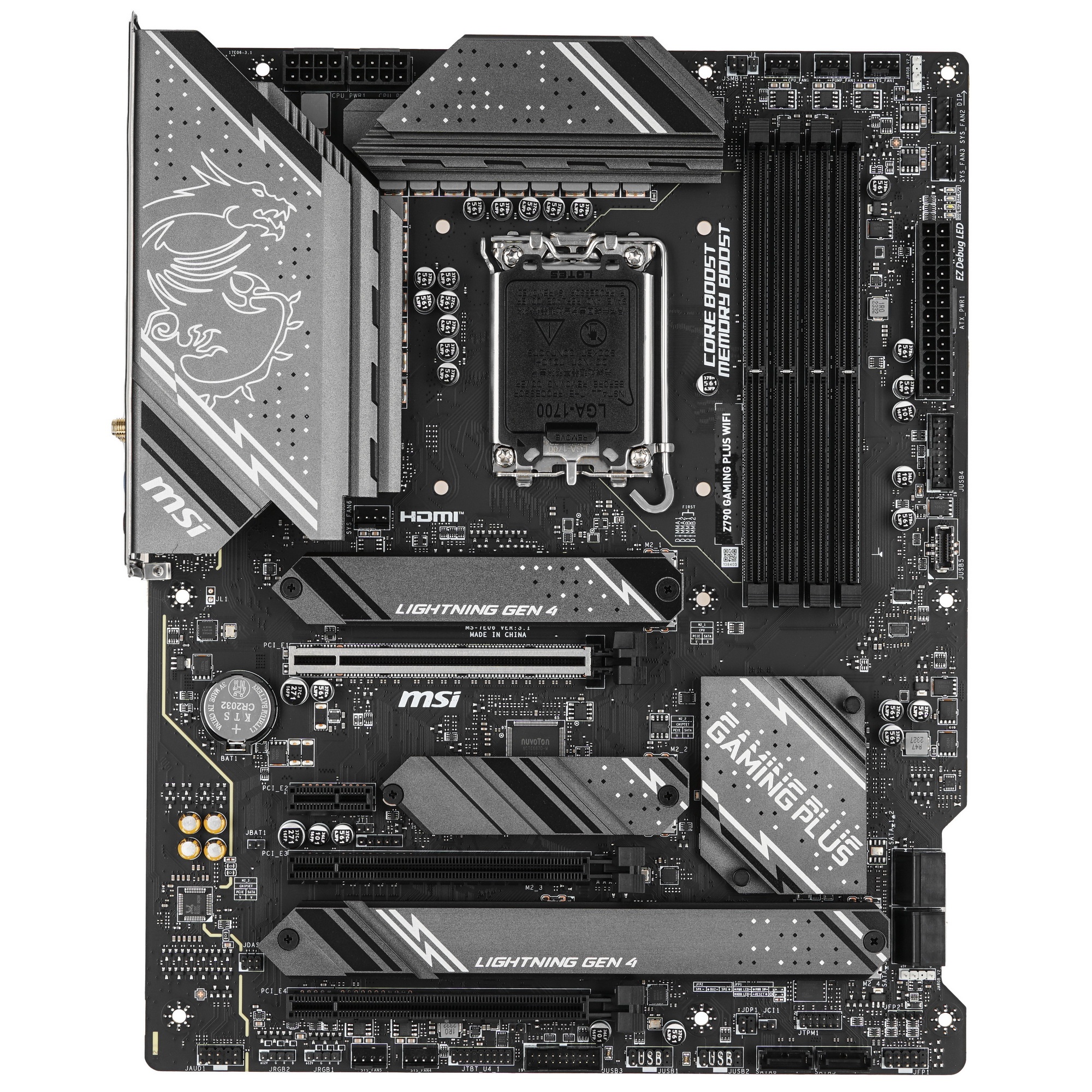 Материнская плата MSI Z790 GAMING PLUS WIFI, LGA 1700, 4xDDR5, 1xPCIe 5.0 x16, 1xPCIe 4.0 x16, 4xM.2