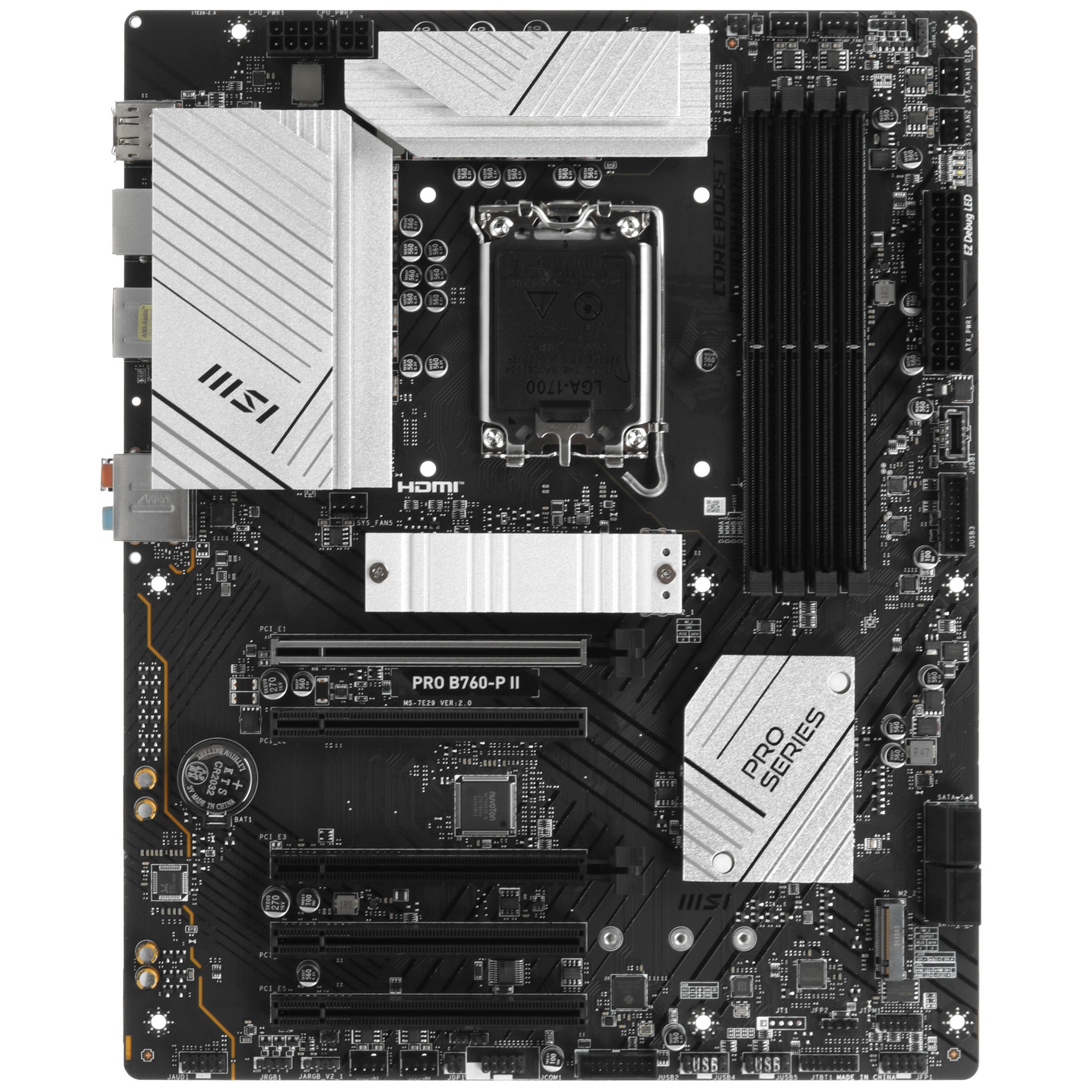 Материнская плата MSI PRO B760-P II, LGA 1700, Intel B760, 4xDDR5, 4xSATA, 2xM.2, 1xPCI-E 4.0 x16, 1