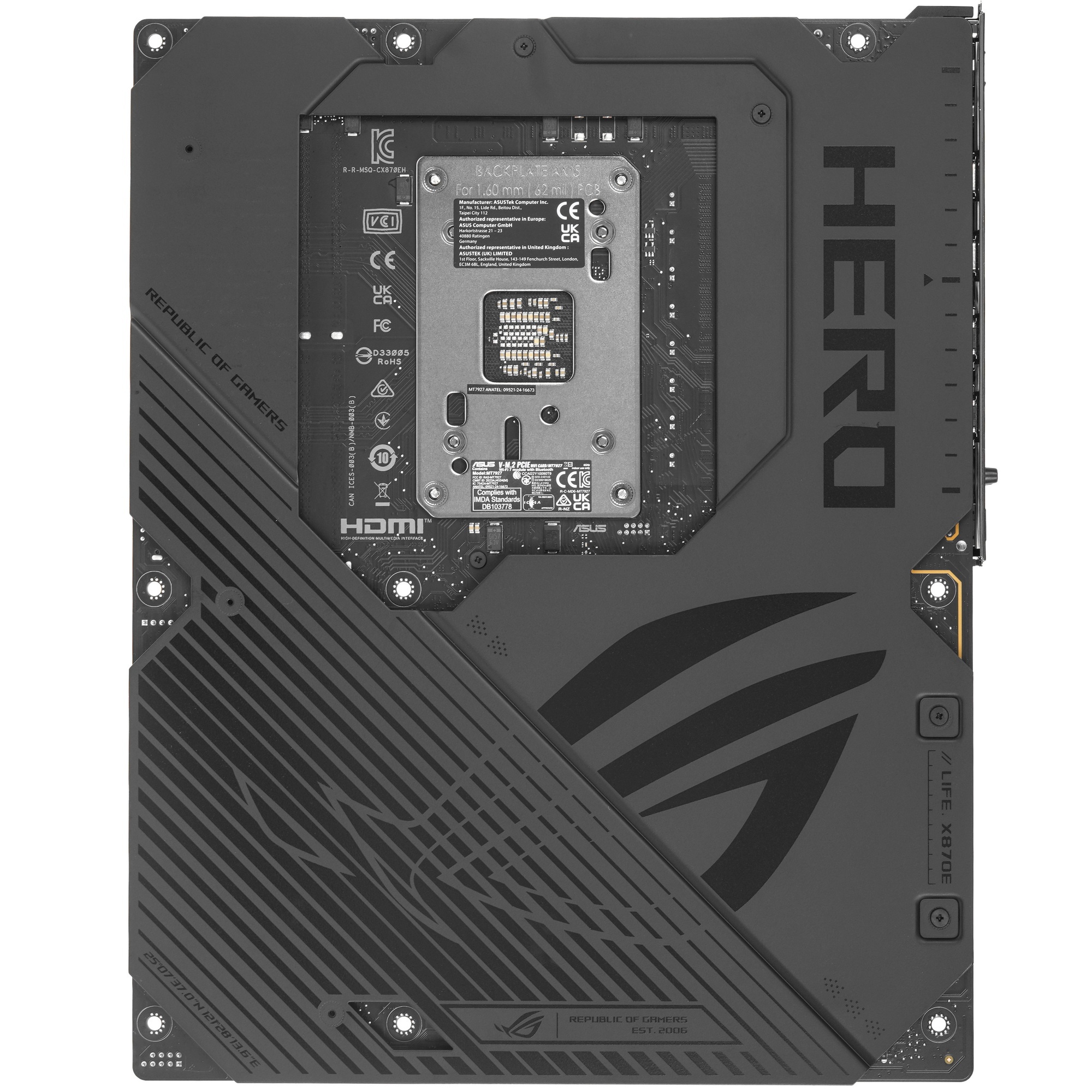 Материнская плата ASUS ROG CROSSHAIR X870E HERO, AM5, AMD X870E, 4xDDR5, 4xSATA, 5xM.2, 2xPCI-E 5.0