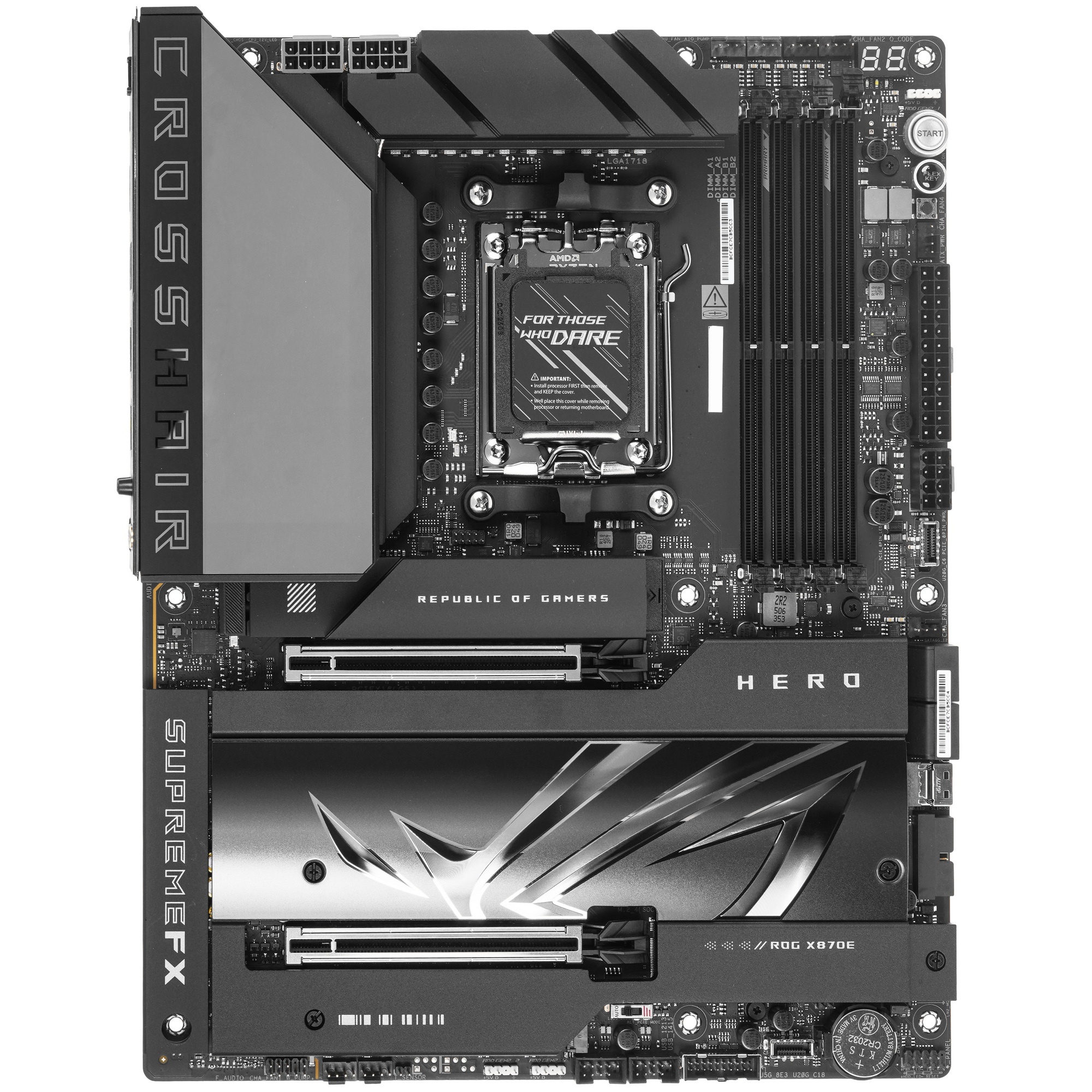 Материнская плата ASUS ROG CROSSHAIR X870E HERO, AM5, AMD X870E, 4xDDR5, 4xSATA, 5xM.2, 2xPCI-E 5.0