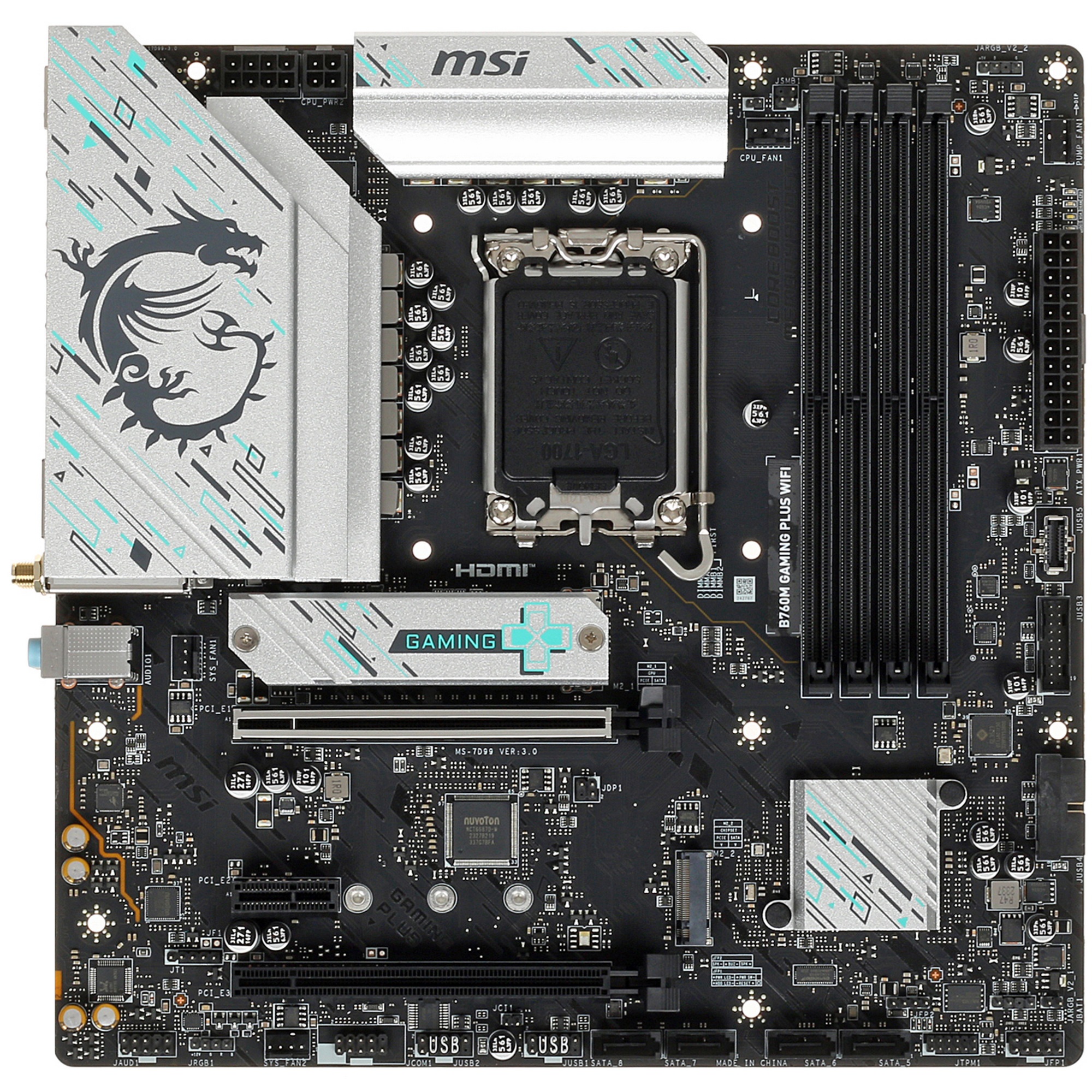 Материнская плата MSI B760M GAMING PLUS WIFI, LGA 1700, Intel B760, 4xDIMM DDR5, 4xSATA, 2xM.2, 1xPC