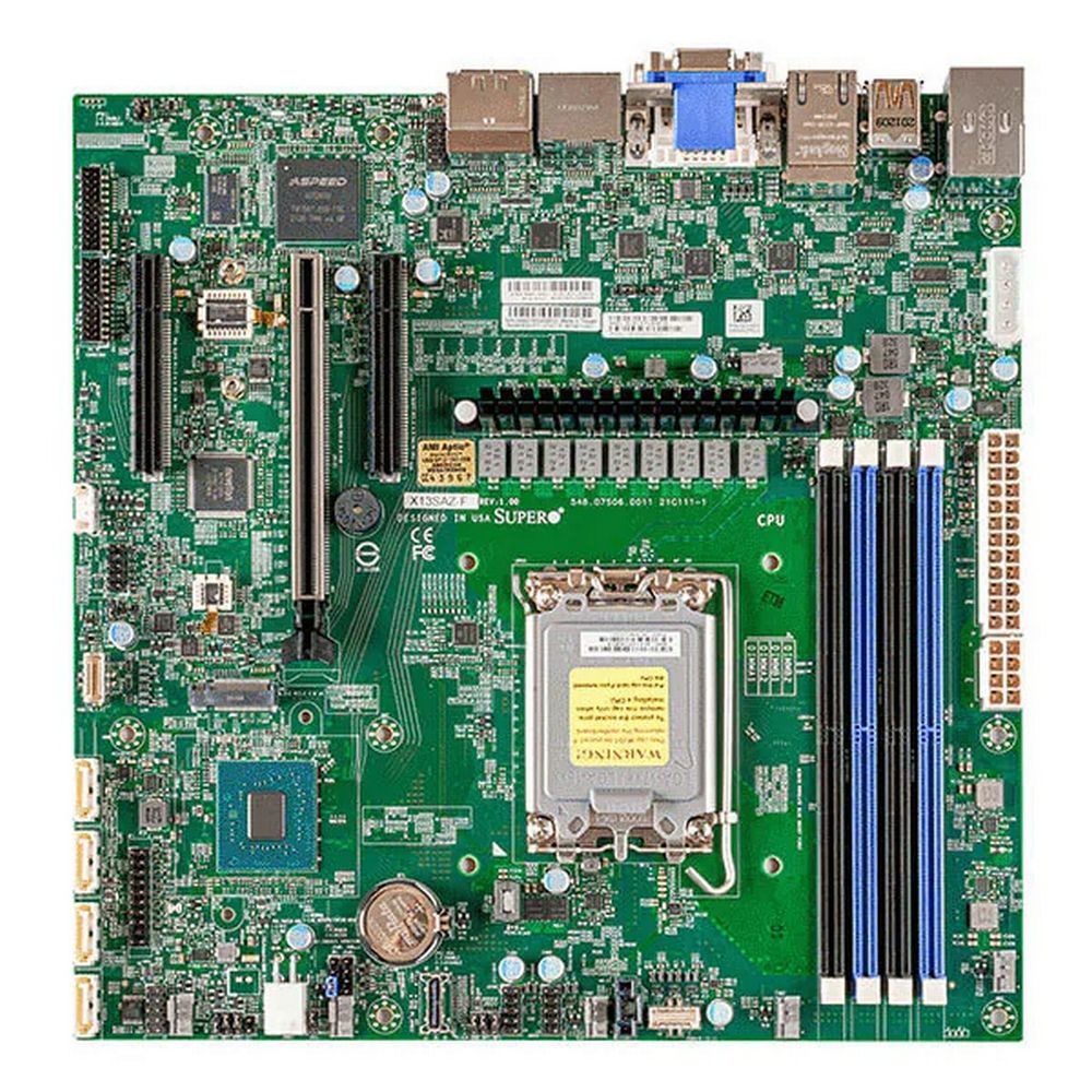 Серверная материнская плата Supermicro MBD-X13SAZ-F-B, LGA 1700, Intel R680E, 4xDDR5 ECC/non-ECC, 4x