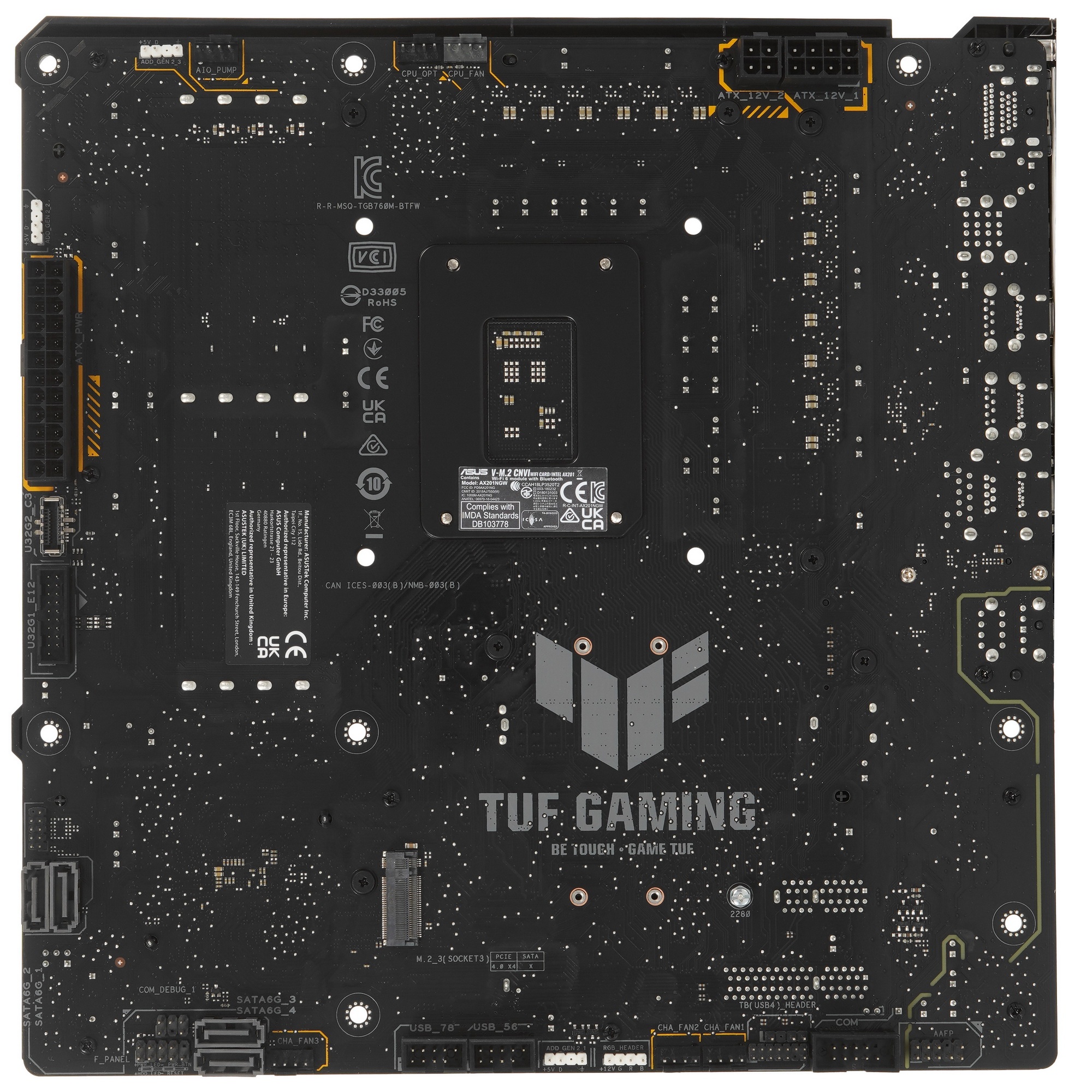 Материнская плата ASUS TUF GAMING B760M-BTF WIFI, LGA 1700, Intel B760, 4xDDR5, 4xSATA, 3xM.2, 1xPCI