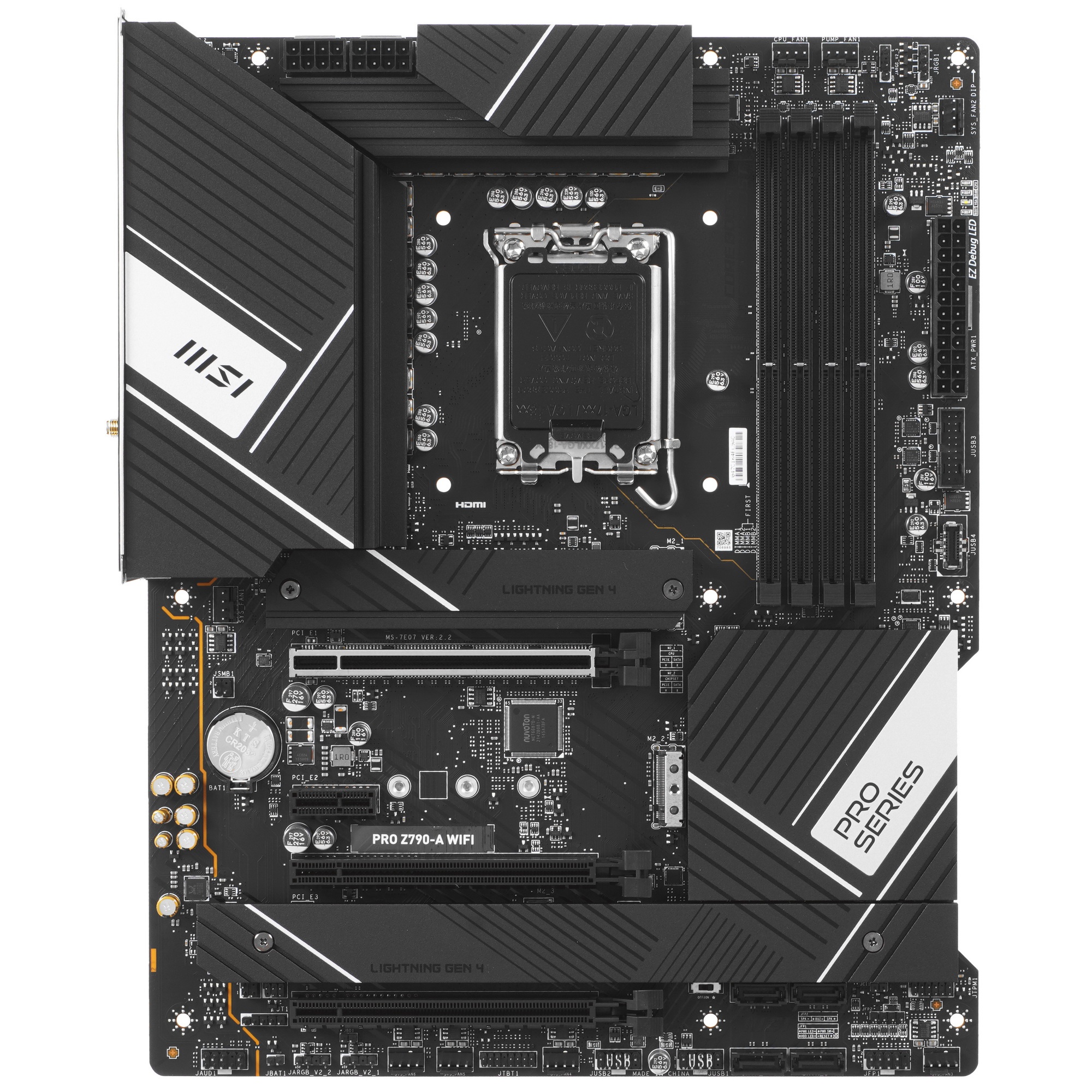 Материнская плата MSI  PRO Z790-A WIFI/Z790/LGA1700/4DDR5/3PCIEx16/1PCIEx1/4M.2/6SATA3/1USB3.2Gen2X2