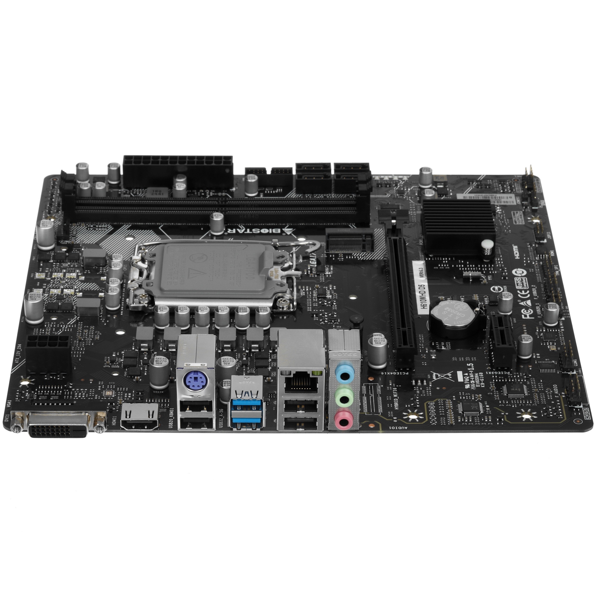Материнская плата Biostar H610MHD D5 Soc-1700 Intel H610 mATX AC`97 8ch(7.1) GbLAN RAID+DVI+HDMI