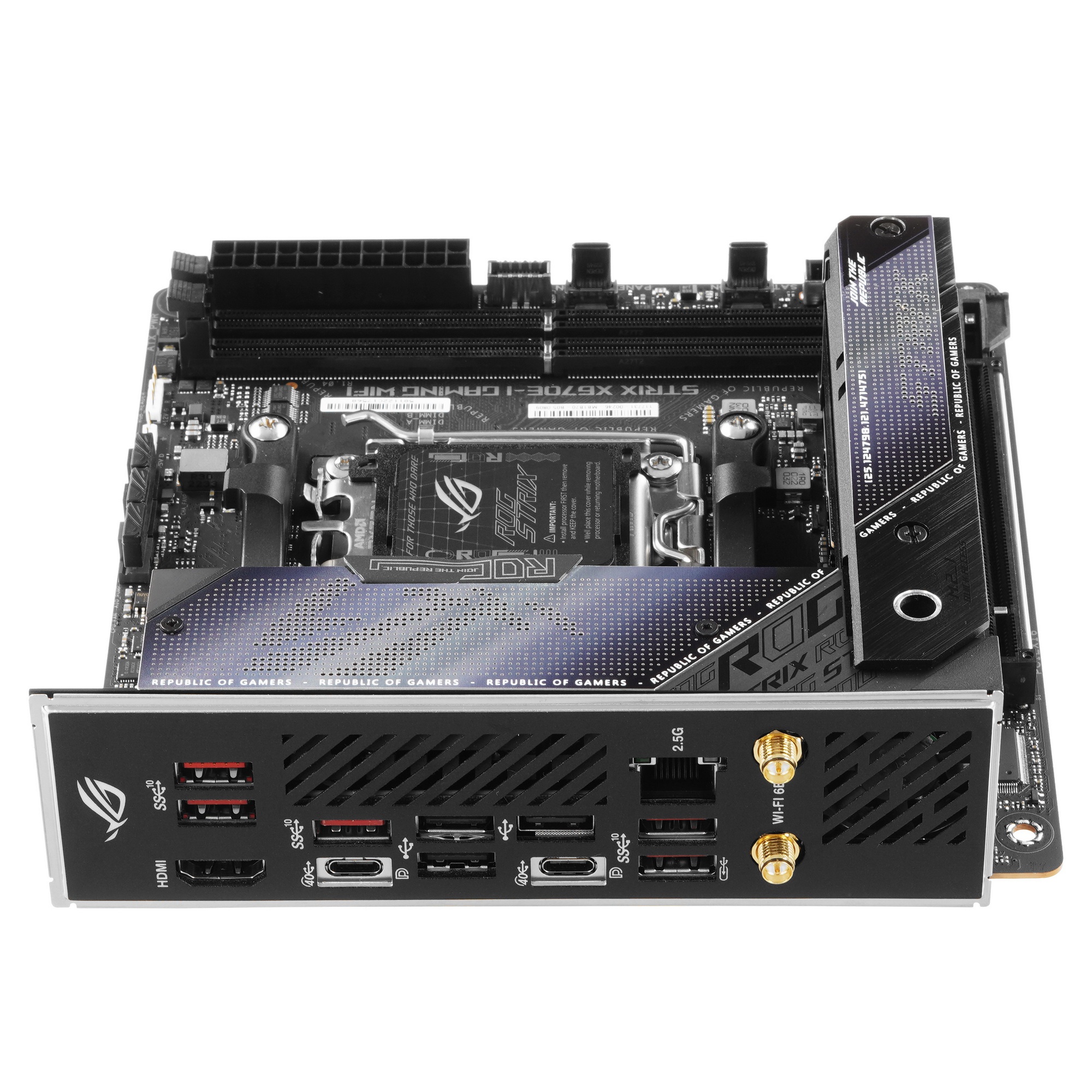 Материнская плата ASUS ROG STRIX X670E-I GAMING WIFI, AM5, AMD X670, 2xDDR5, 2xSATA, 2xM.2, 1xPCI-E