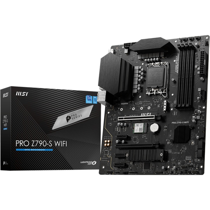 Материнская плата MSI PRO Z790-S WIFI, LGA 1700, ATX, 4xDDR5, 1xPCIe 5.0 x16, 4xM.2, 4xSATA, 1xHDMI,